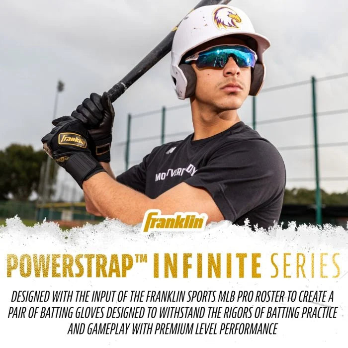 Franklin Powerstrap Hi Lite Infinite Series Youth Batting Gloves - Baseball & Softball Training Gloves for Kids - Perfect for Hitting Practice, Games & Fielding