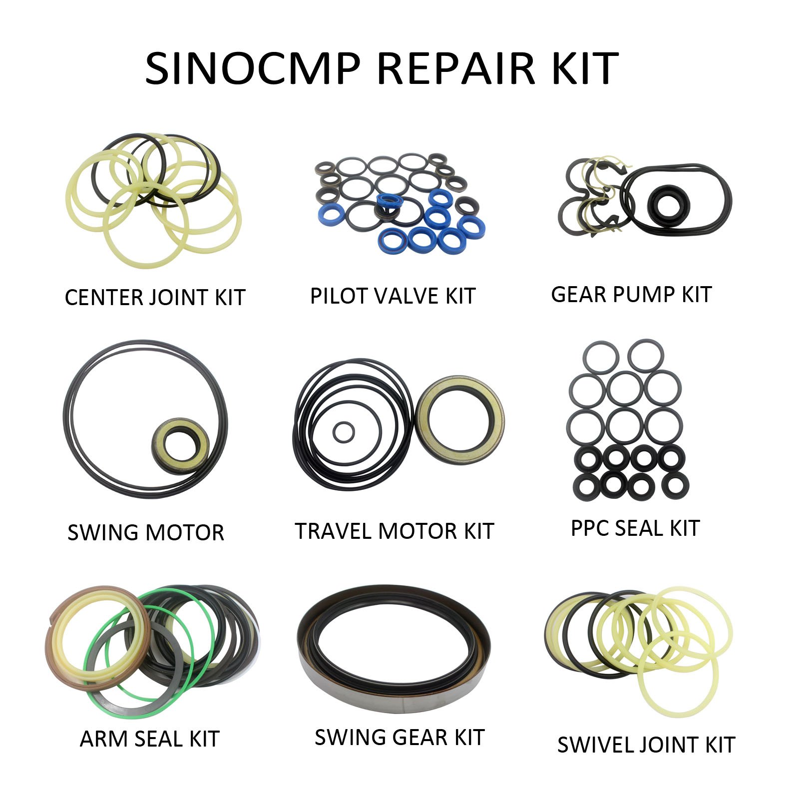 SINOCMP PC350-8 Swing Motor Seal Kit Replacement for Komatsu PC350-8 PC350LC-8 Excavator - Heavy Duty Hydraulic Seals for Construction Equipment Repair