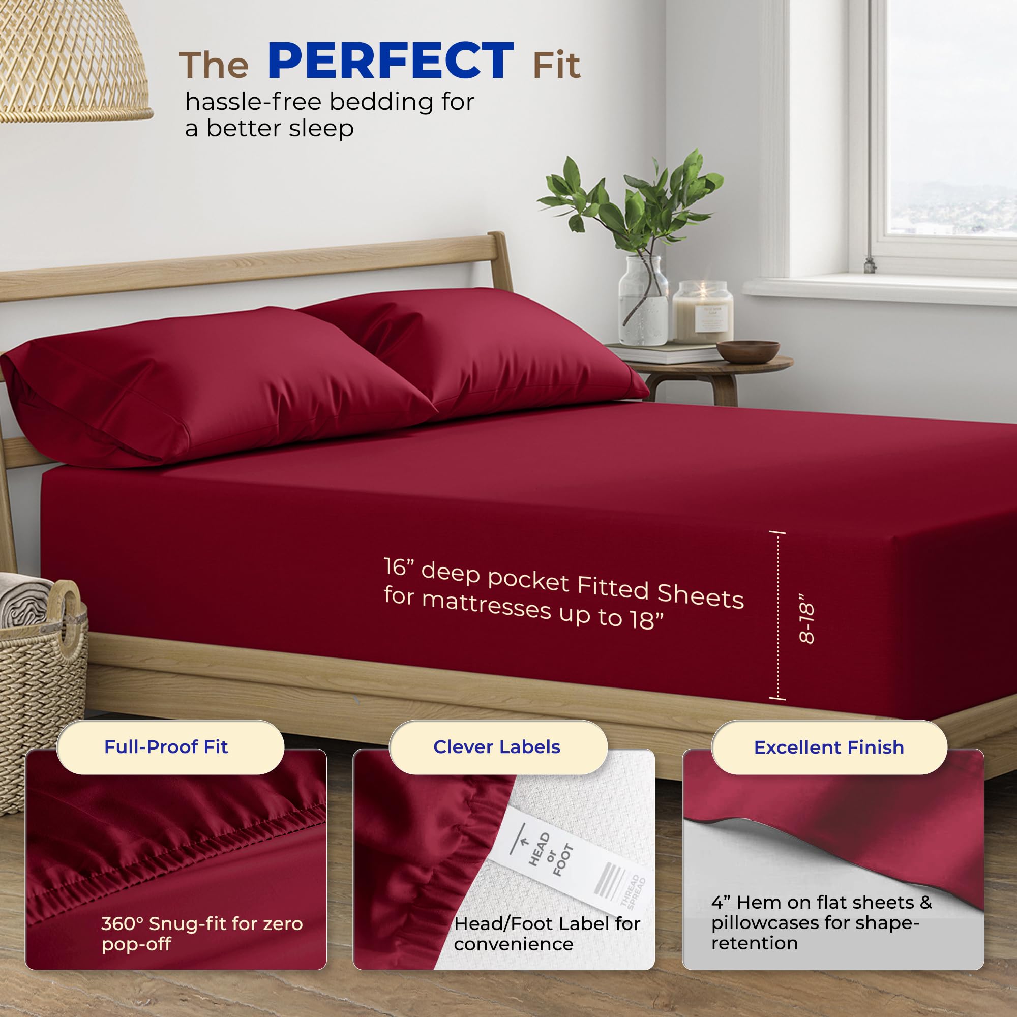 Premium 600 Thread Count 100% Egyptian Cotton Split King Sheet Set - 5 PC Cooling Bed Sheets with 16