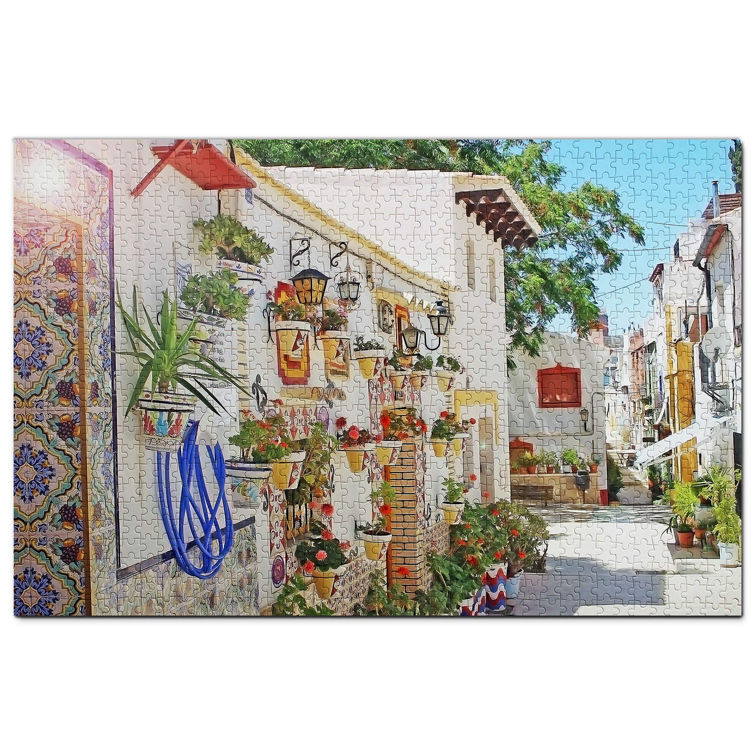 1000-Piece Spain Santa Cruz Seville Wooden Jigsaw Puzzle – Travel Souvenir & Home Decor for Adults & Puzzle Lovers | Perfect for Relaxation, Family Bonding & Spanish Culture Enthusiasts