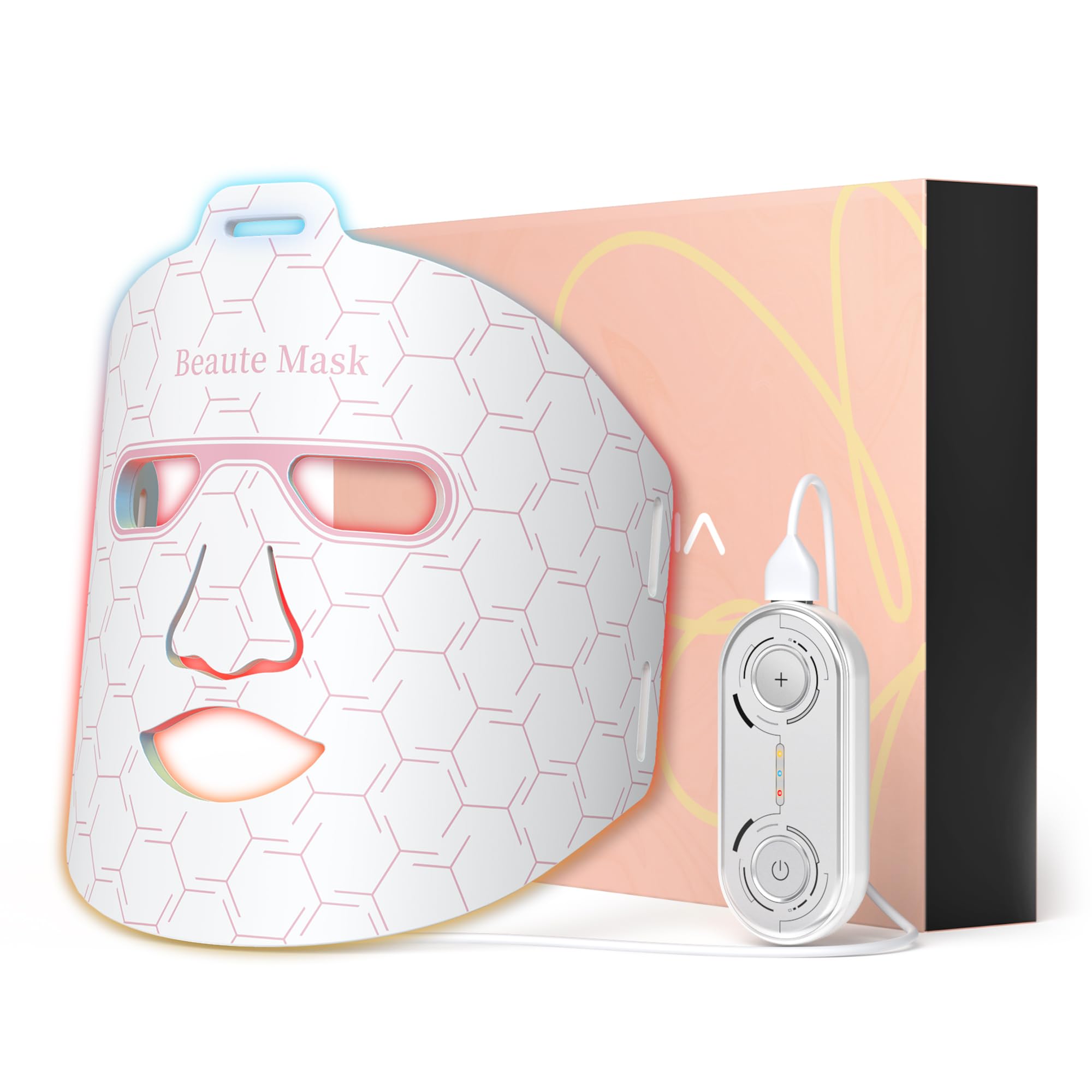 LED Face Mask Light Therapy - Near Infrared Red, Blue & Yellow Light Therapy Mask with Flexible Silicone for Home Skincare | Anti-Aging, Acne Treatment & Skin Rejuvenation | Perfect for Daily Facial Care & Spa Treatments