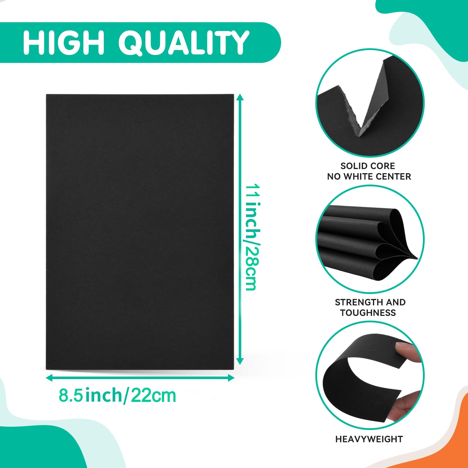 30 Sheets Black Cardstock Paper 8.5