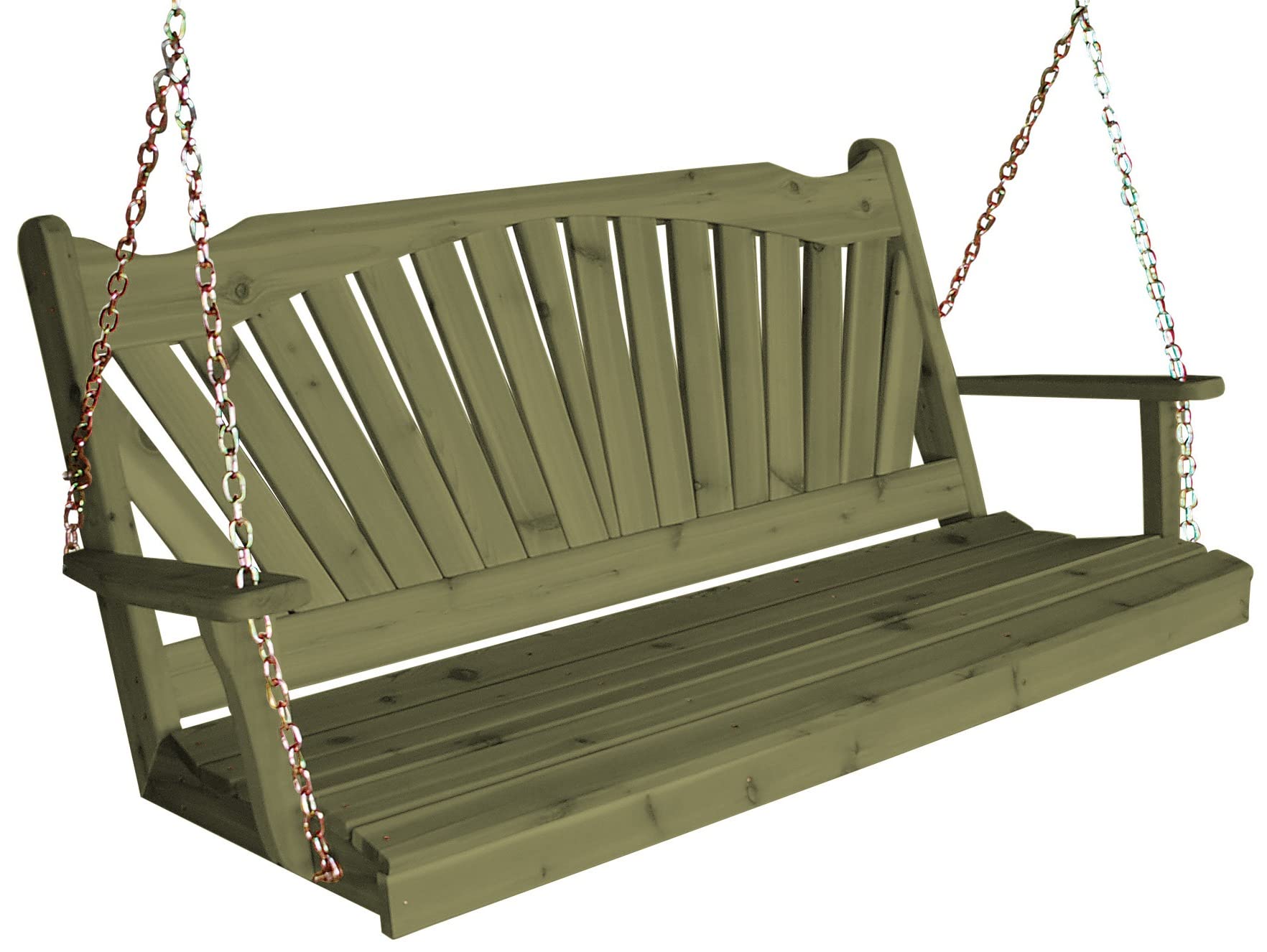 Premium Cedar 6-Foot Fanback Porch Swing with Linden Leaf Finish - Outdoor Patio Furniture for Garden, Backyard & Deck Relaxation | Furniture Barn USA