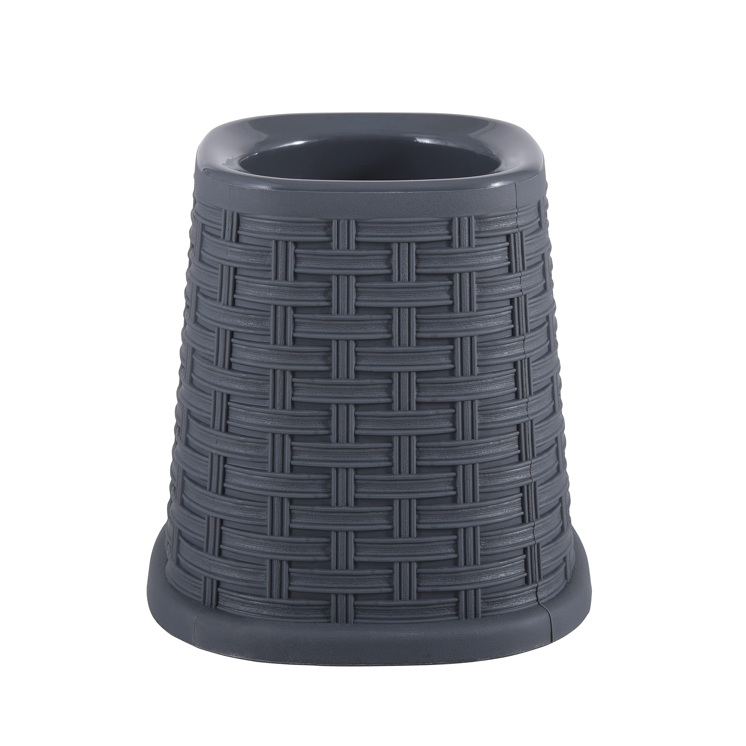 Premium Wicker Style Toilet Bowl Brush and Holder Set - Onyx Grey | Durable Bristles for Deep Cleaning | Bathroom Cleaning Essentials for Home, Hotel & Office Use