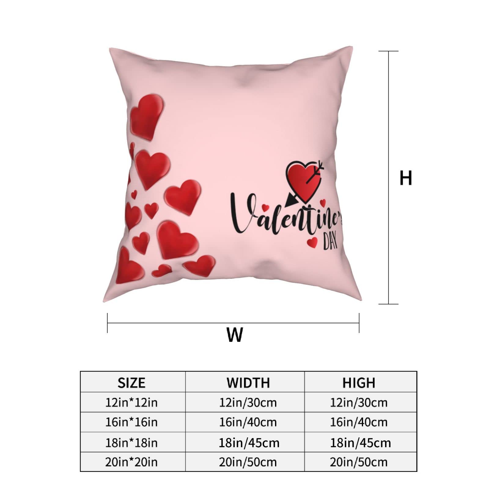 Valentine's Day Heart Print Pink Decorative Throw Pillow Covers - Soft Cushion Cases for Bedroom, Sofa, Chair & Car - Romantic Home Decor Gift for Couples