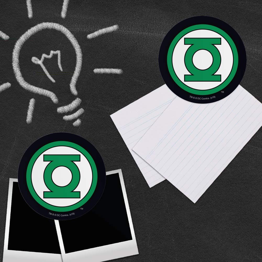 Green Lantern Logo Refrigerator Magnet Set - 12 Pack Vinyl Circle Magnets for Fridge, Lockers & Office - Perfect for DC Comics Fans & Home Decor