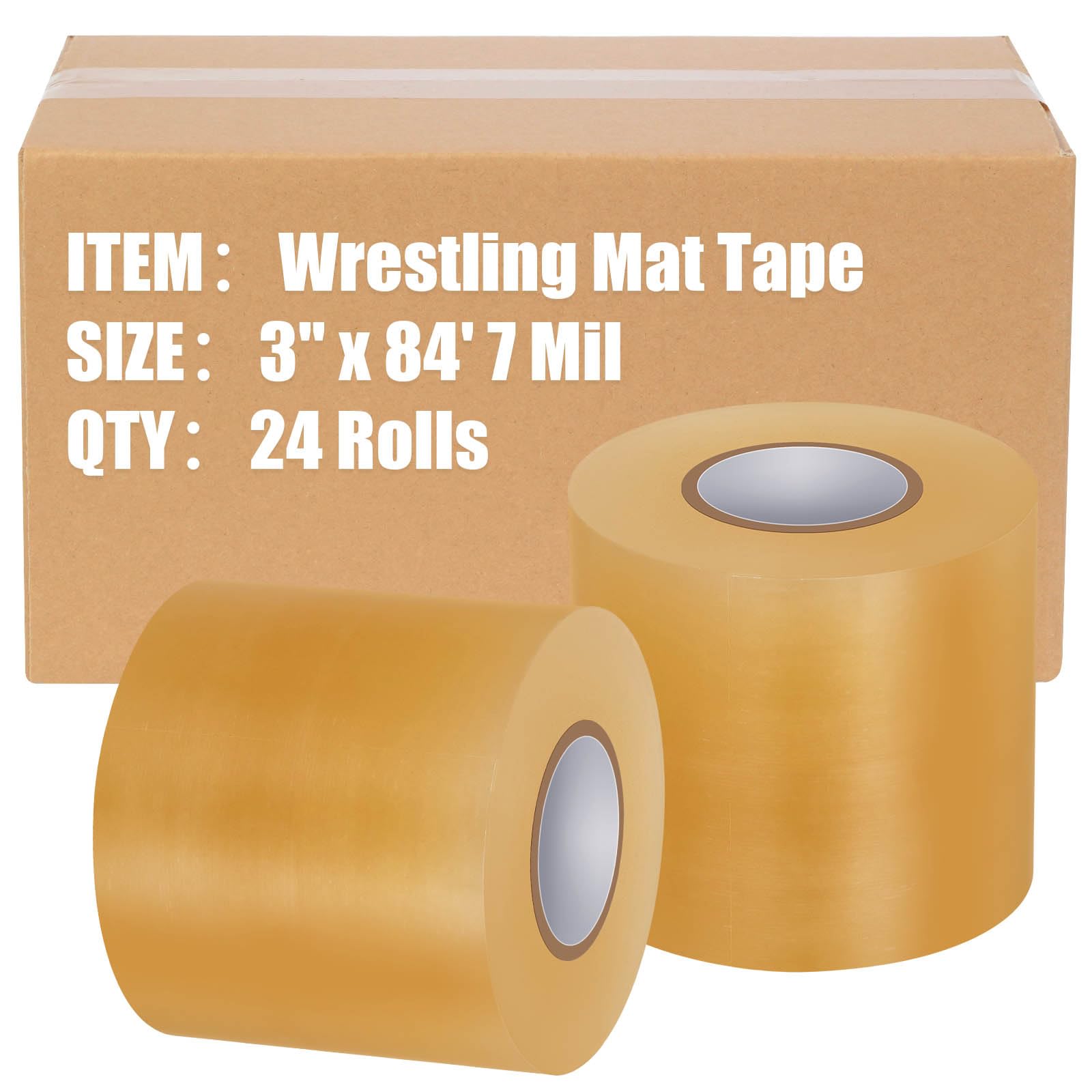 Pangda 24 Rolls PVC Wrestling Mat Tape - 7 Mil Clear Gym Floor Tape for Grappling, Gymnastics & Home Workouts - Durable Carpet Rug Pad Seaming Cover for Sports Mats, Exercise Rooms & Home Gym Protection