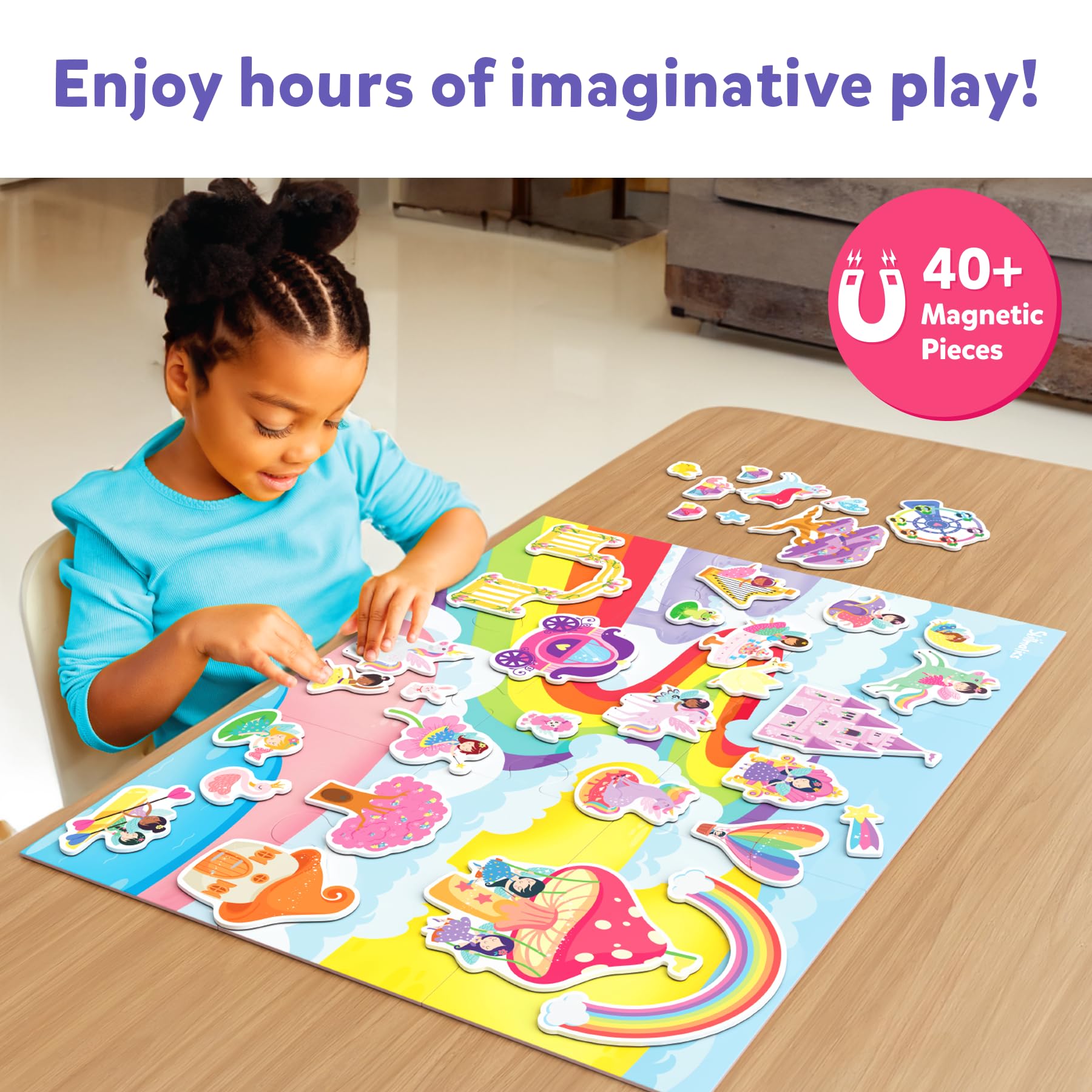 Magnetopia Princess Unicorn Toy Set - 40+ Magnetic Pieces for Kids Ages 3-7 | Pretend Play & Preschool Learning Gift