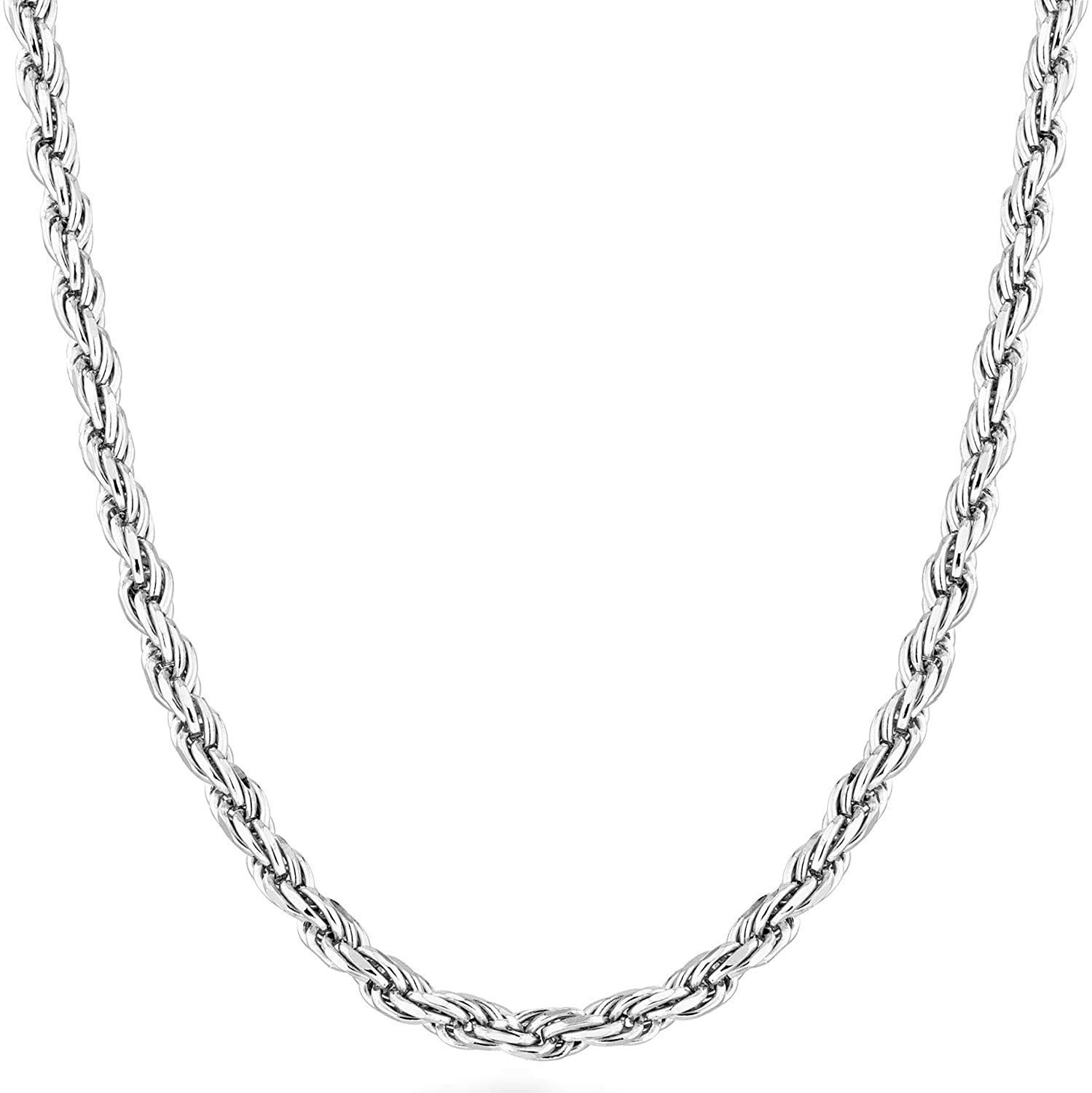 Verona Jewelers 925 Sterling Silver 4MM Italian Diamond-Cut Rope Chain Necklace for Men & Women - Braided Twist Silver Jewelry (16-36 Inch) | Perfect for Gifts, Weddings, Anniversaries & Everyday Wear