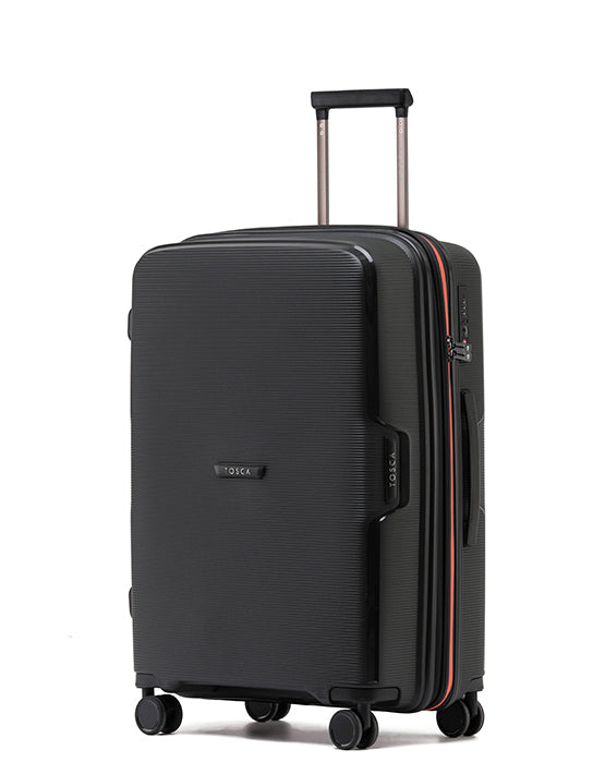 Tosca TCA510 Bel Air 25in Medium Spinner Hardshell Suitcase - Black/Orange Luggage for Travel, Business Trips & Weekend Getaways