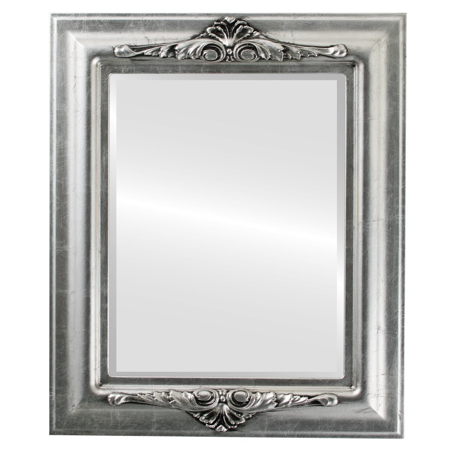 Ovalcrest Rectangle Beveled Wall Mirror - Winchester Style Silver Leaf with Black Antique Finish - 21x25 Inches - Elegant Home Decor for Living Room, Bedroom & Entryway