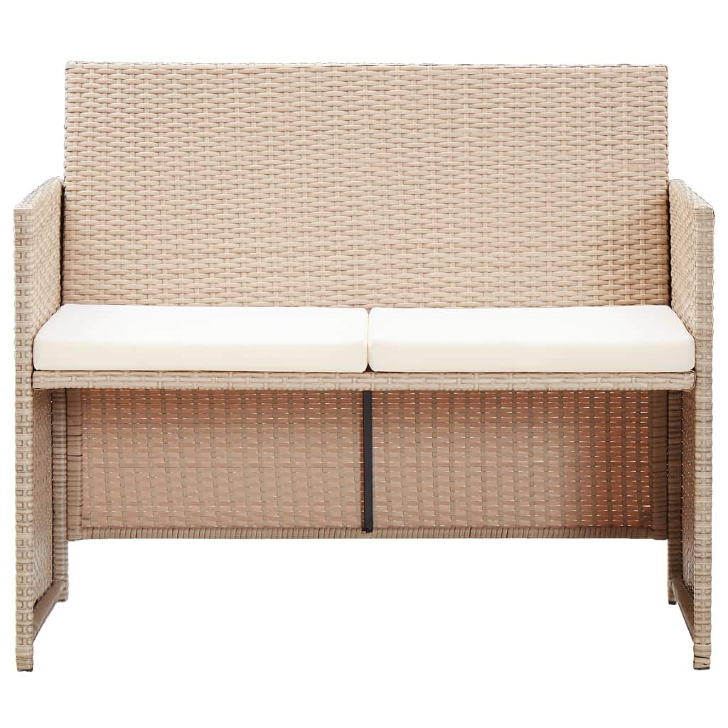 CHARMMA 2-Seater Patio Sofa with Cushions - Beige Poly Rattan Outdoor Furniture for Garden, Balcony & Backyard Relaxation