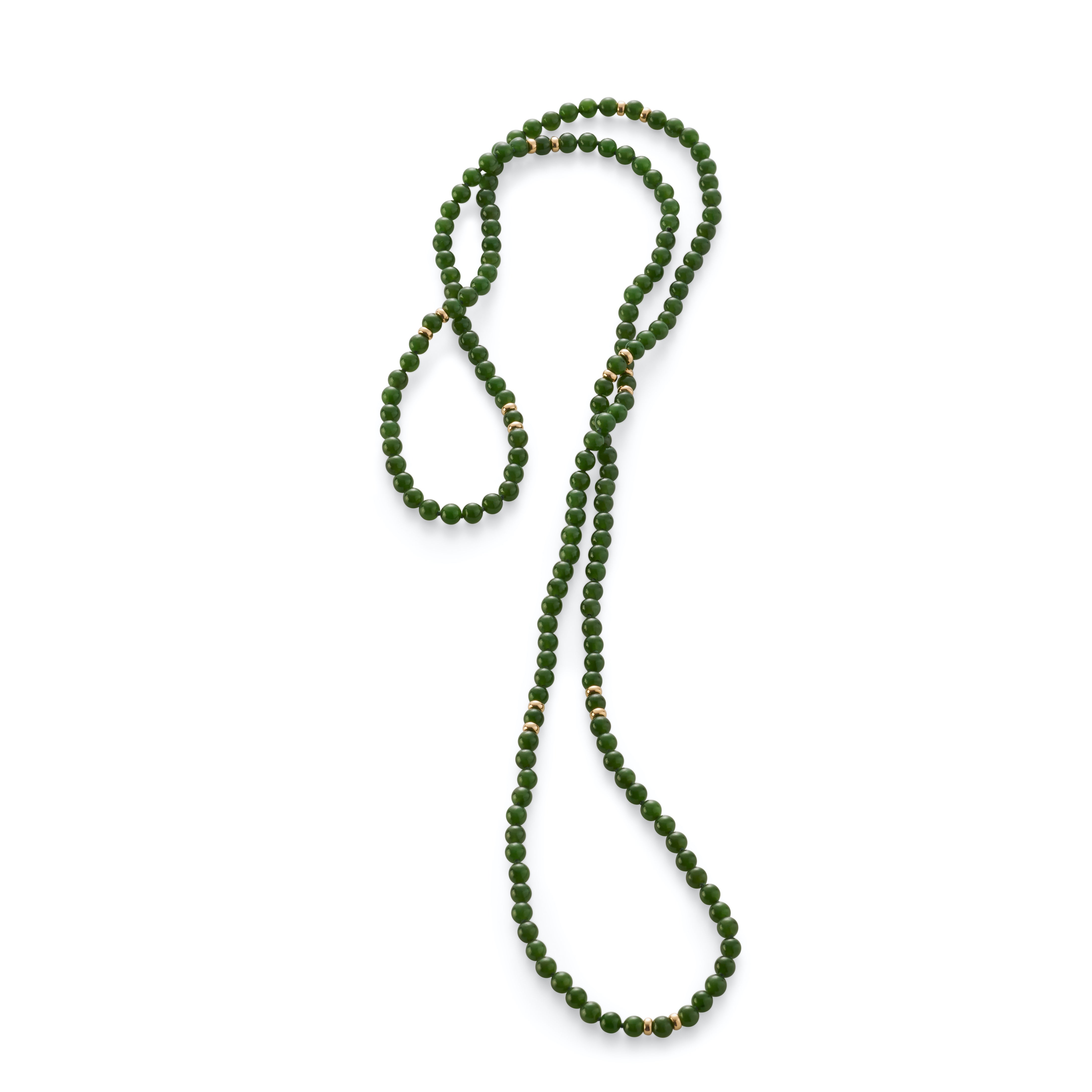Green Nephrite Jade & Gold Station Rope Necklace | Elegant Jewelry for Women | Perfect for Weddings, Parties & Everyday Wear