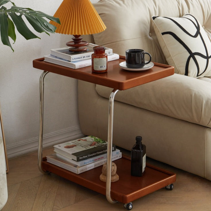 Solid Wood C-Shaped Side Table - Beech, Ash, Oak, Poplar - Modern End Table for Living Room, Bedroom & Office