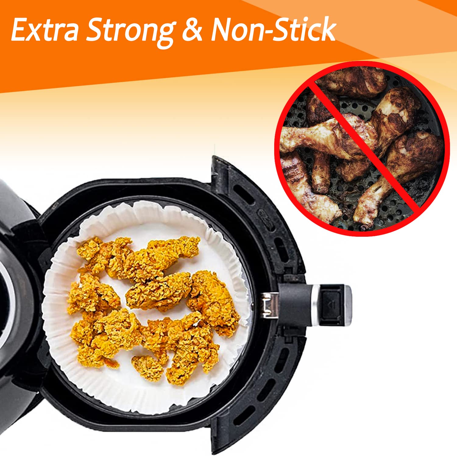 100 Pcs 6.3 Inch Round Disposable Air Fryer Liners - White Parchment Paper for 2-5 Qt Air Fryer Baskets | Non-Stick, Easy Clean Accessories | Perfect for Chicken Wings, French Fries & Healthy Cooking