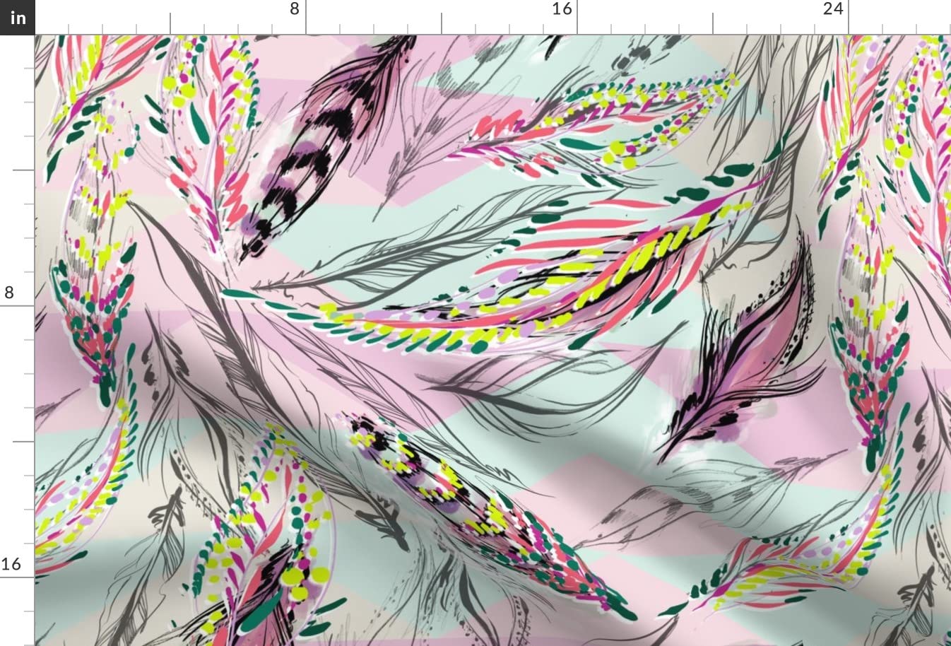 Feather Magic Boho Desert Triangle Geo Printed Minky Fabric - Soft & Plush Fat Quarter for Sewing Baby Blankets, Quilt Backing, Plush Toys - Perfect for DIY Crafts, Nursery Decor & Cozy Home Projects
