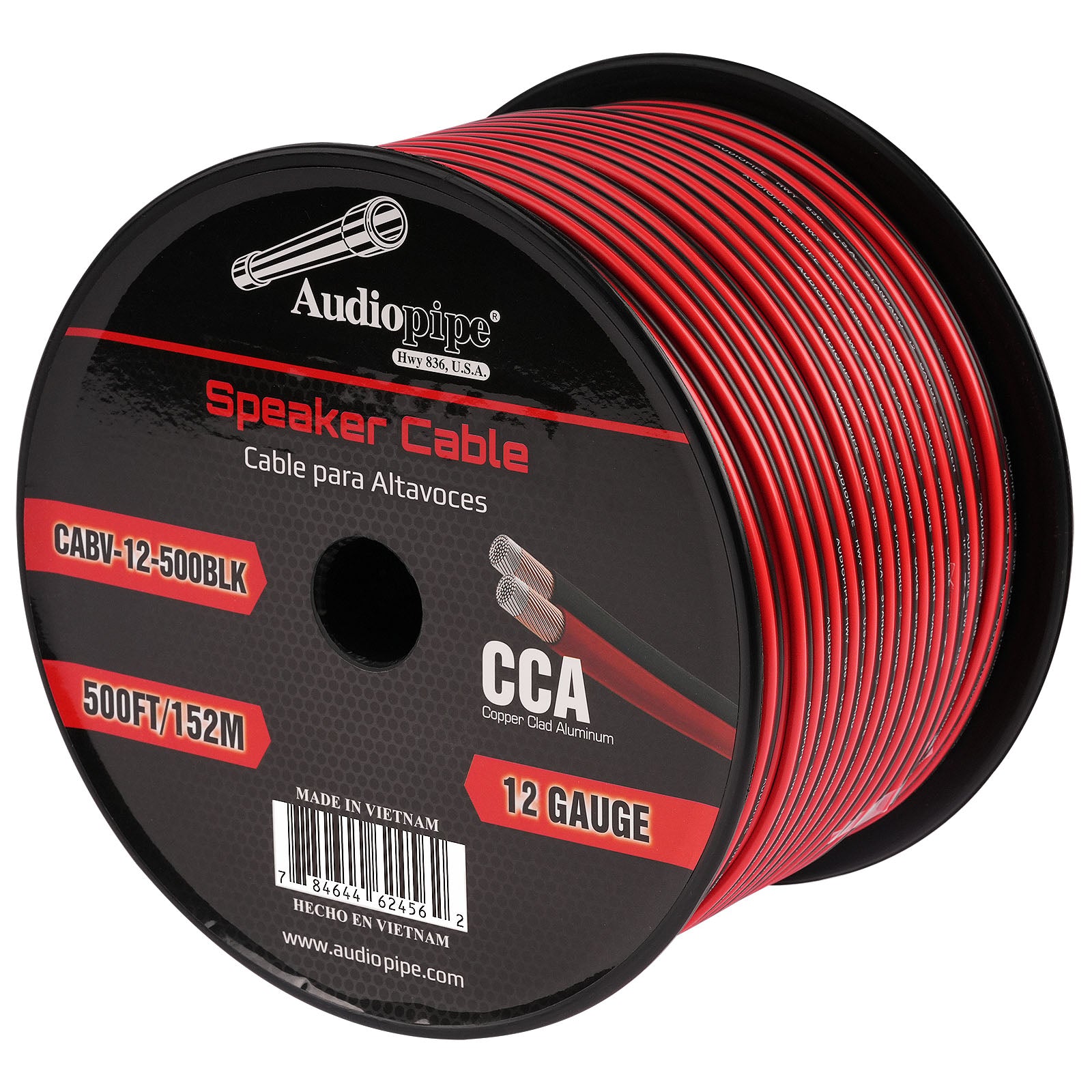 500FT 12AWG High-Quality Speaker Cable - Oxygen-Free Copper Wire for Home Theater, Studio & Outdoor Audio Systems (CABV 12 500BLK) - Perfect for Surround Sound, PA Systems & Professional Installations