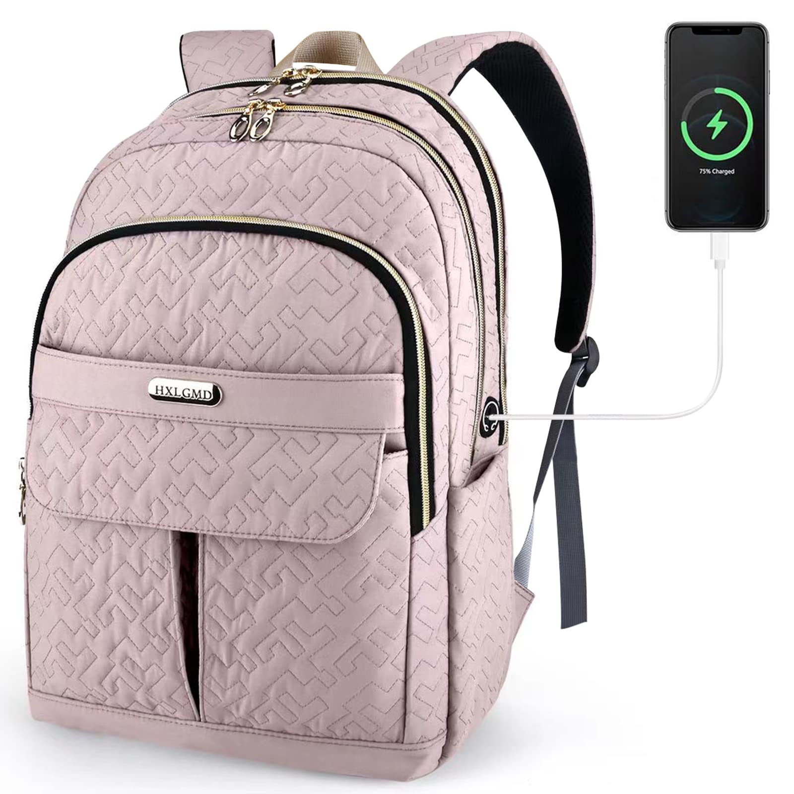 15.6 Inch Laptop Backpack for Women - Stylish Quilted Backpack for Teachers, Nurses & College Students - Durable Casual Daypack for Work, Travel & Office Use - Perfect for Commuting, School & Business Trips