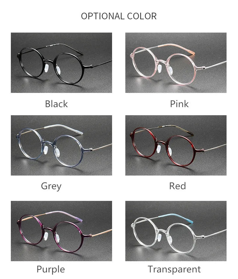 Aimee Unisex Full Rim Round Titanium Acetate Eyeglasses 8635 - Lightweight Durable Glasses for Men & Women - Perfect for Reading, Work, and Everyday Wear