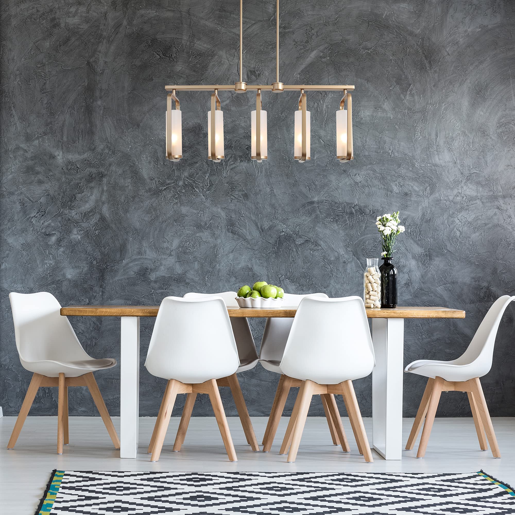 Modern 5-Light Gold Chandelier - Adjustable Linear Island Lighting for Dining Room & Kitchen in Dark Golden Finish, 29.5