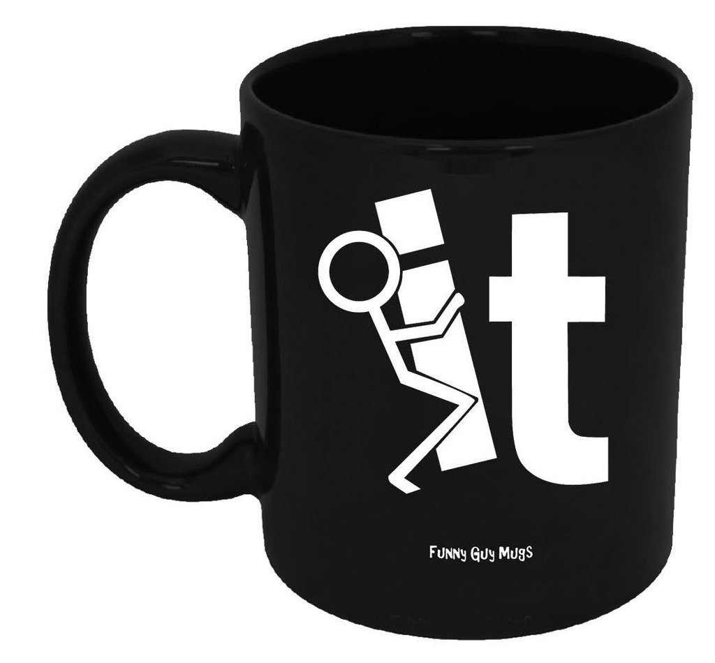 Funny Guy Mugs 'F It' Ceramic Coffee Cup - 11oz Humorous Novelty Mug with Sarcastic Quote - Perfect Gift for Men & Women - Great for Office, Home Use or Gag Gifts