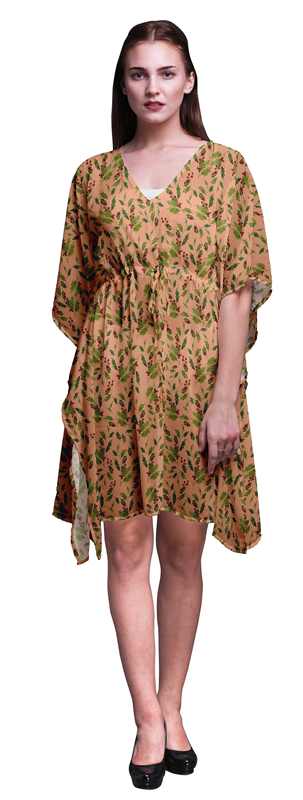 Bimba Women's Short Caftan Midi Dress - Beach Cover Up, Swimwear Wrap, Boho Summer Dress for Pool, Vacation & Resort Wear
