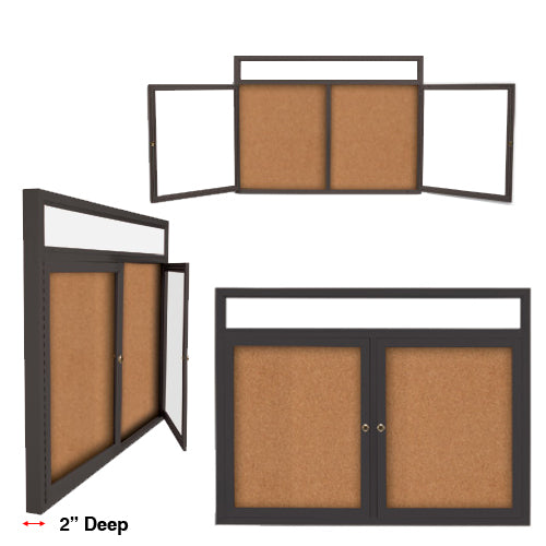 Lockable Enclosed Bulletin Board with Message Header & Multiple Doors - Perfect for Offices, Schools & Community Centers - Secure & Organized Communication Display