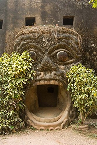 Xieng Khuan Buddha Park Laos Wall Art Print by Tom Haseltine - 24x36 Inches - Buddhist Temple Decor for Home, Office & Meditation Space