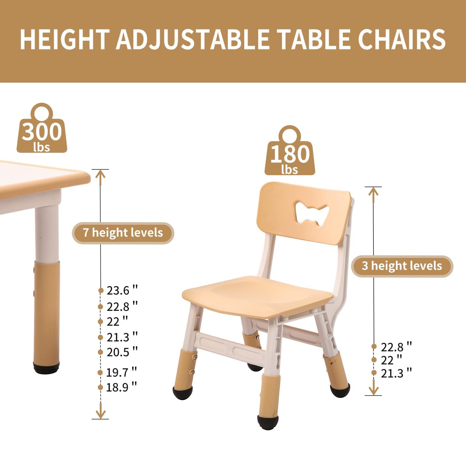 **Kids Table and Chairs Set for 5-8 Year Olds - 6 Chairs Included with 4 Leg Covers + 12 Color Pens - Perfect for Playroom, Classroom, or Home Learning Activities**