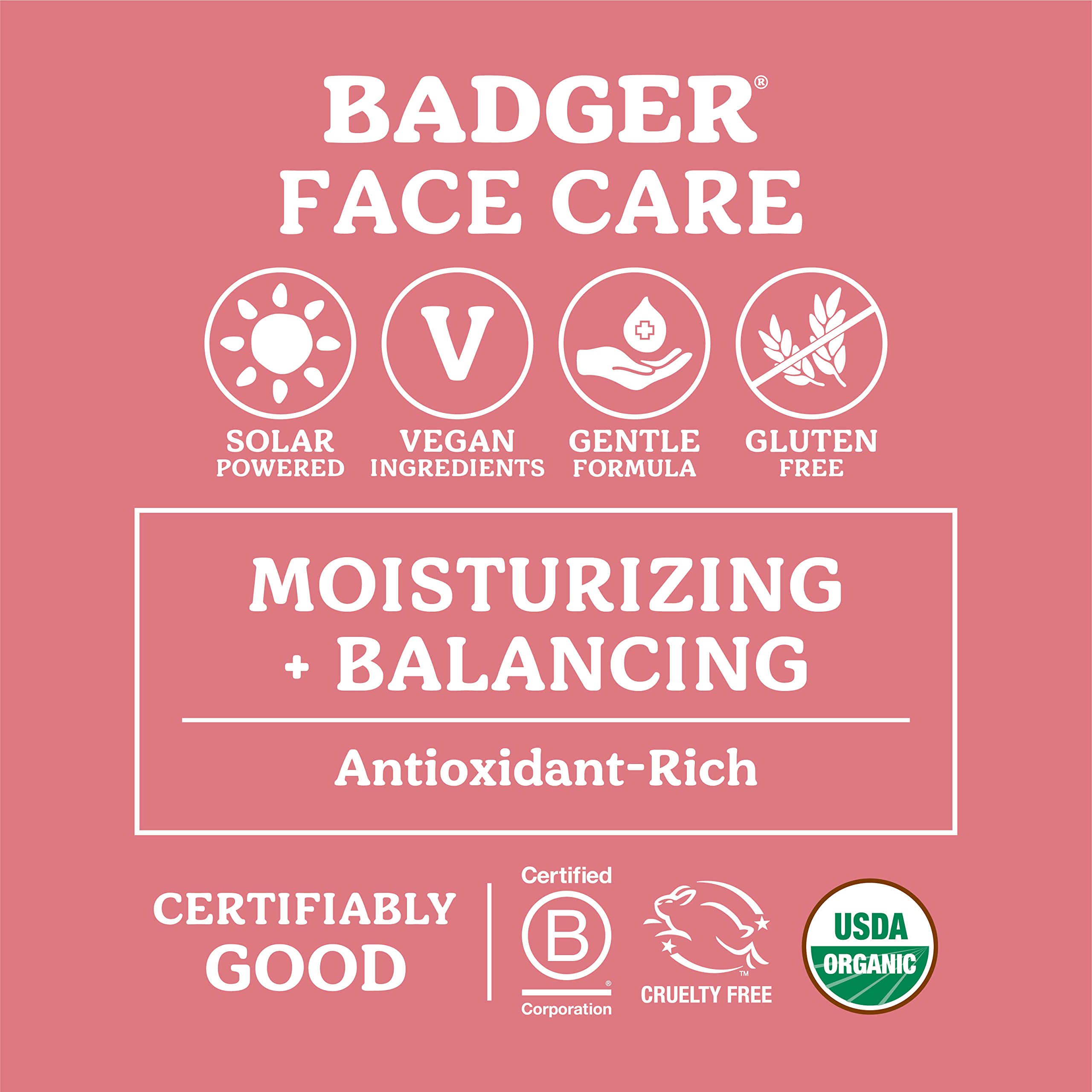 **Badger Rose Face Oil - 100% Organic Moisturizer with Jojoba & Rose Oil, Vegan Antioxidant-Rich Facial Oil for Dry & Sensitive Skin, 1 fl oz Glass Bottle - Perfect for Nighttime Hydration & Daily Skincare Routine**