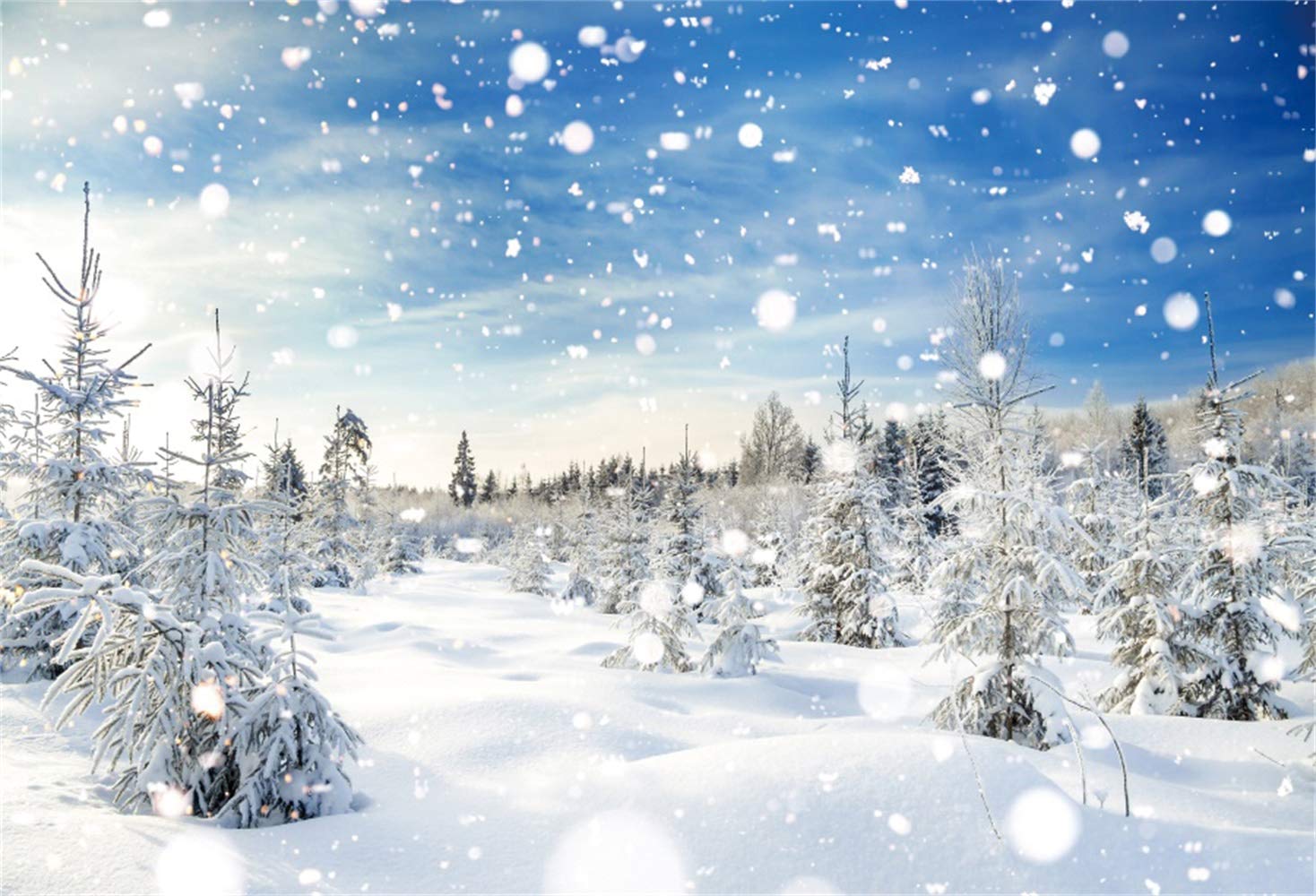 10x8ft Winter Snowscape Backdrop - Dreamlike Falling Snow & Snowy Pine Forest Vinyl Photography Background for Christmas Party, Studio Photo Shoot, Holiday Decor | Perfect for Winter Weddings, Family Portraits, Seasonal Events