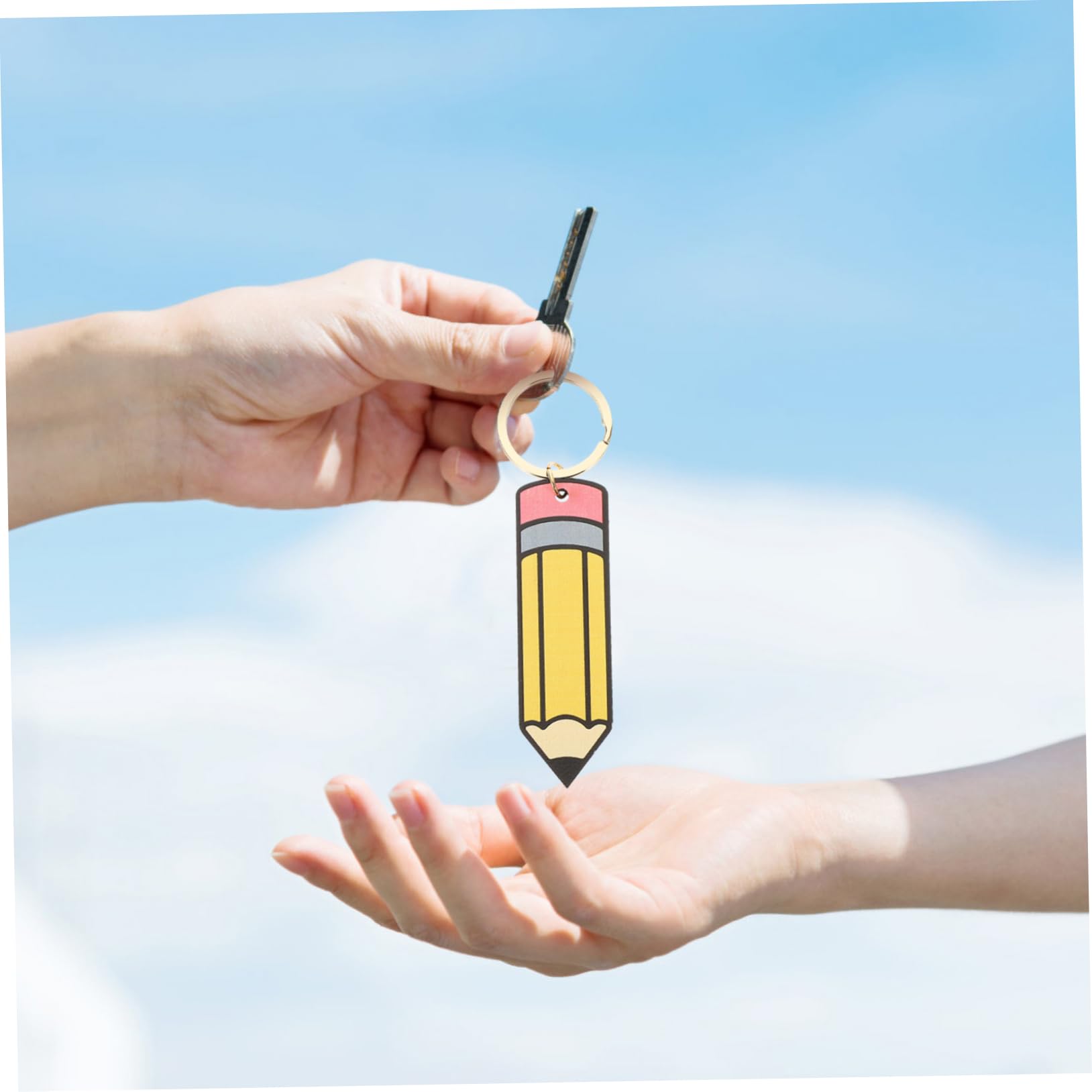 KICHOUSE Wooden Pencil Keychains - Bulk Pack of 12 Cute Mini Pencil Keyrings for DIY Crafts, School Supplies, Gifts & Office Decor - Unique Keychain Accessories for Backpacks, Laptops & Keyrings