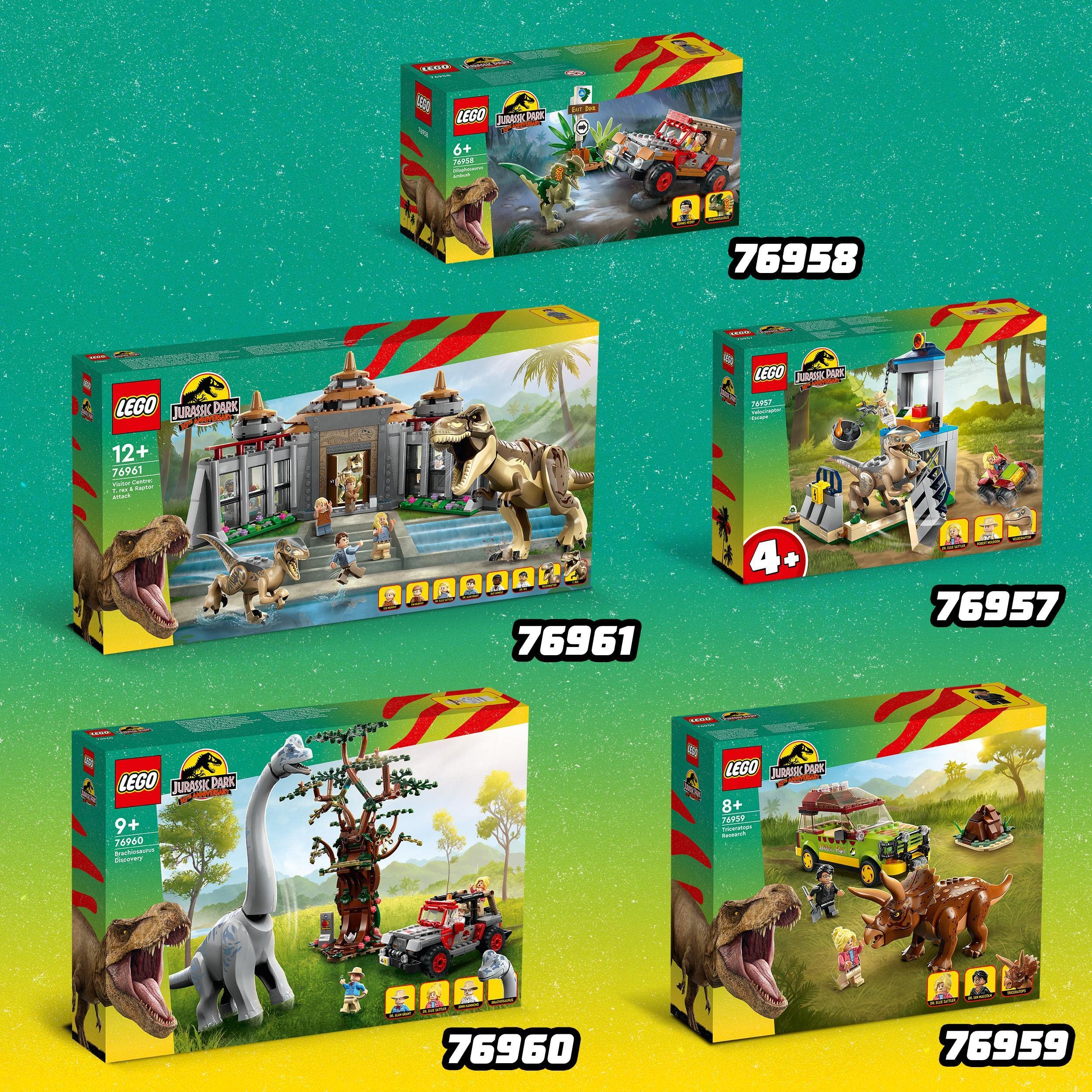 LEGO 76959 Jurassic Park Triceratops Discovery Dinosaur Toy Set with Ford Explorer Car for Boys & Girls Ages 8+, 30th Anniversary Collection – Perfect for Dinosaur Lovers & Jurassic Park Fans, Great for Playtime, Collecting & Gifting