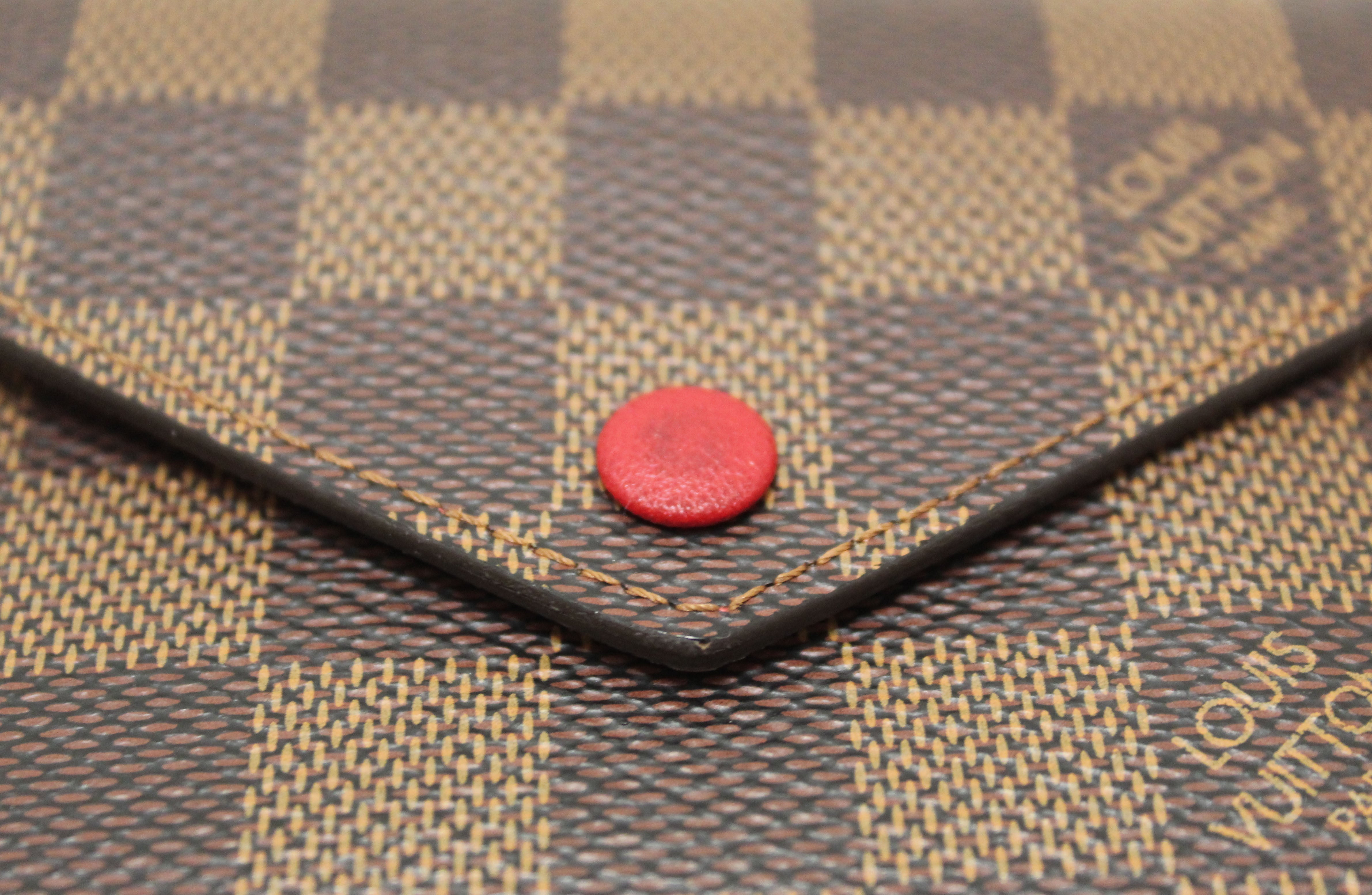 Authentic Louis Vuitton Damier Ebene Red Victorine Wallet - Luxury Compact Wallet for Women, RFID Protection, Perfect for Everyday Use & Travel Accessories