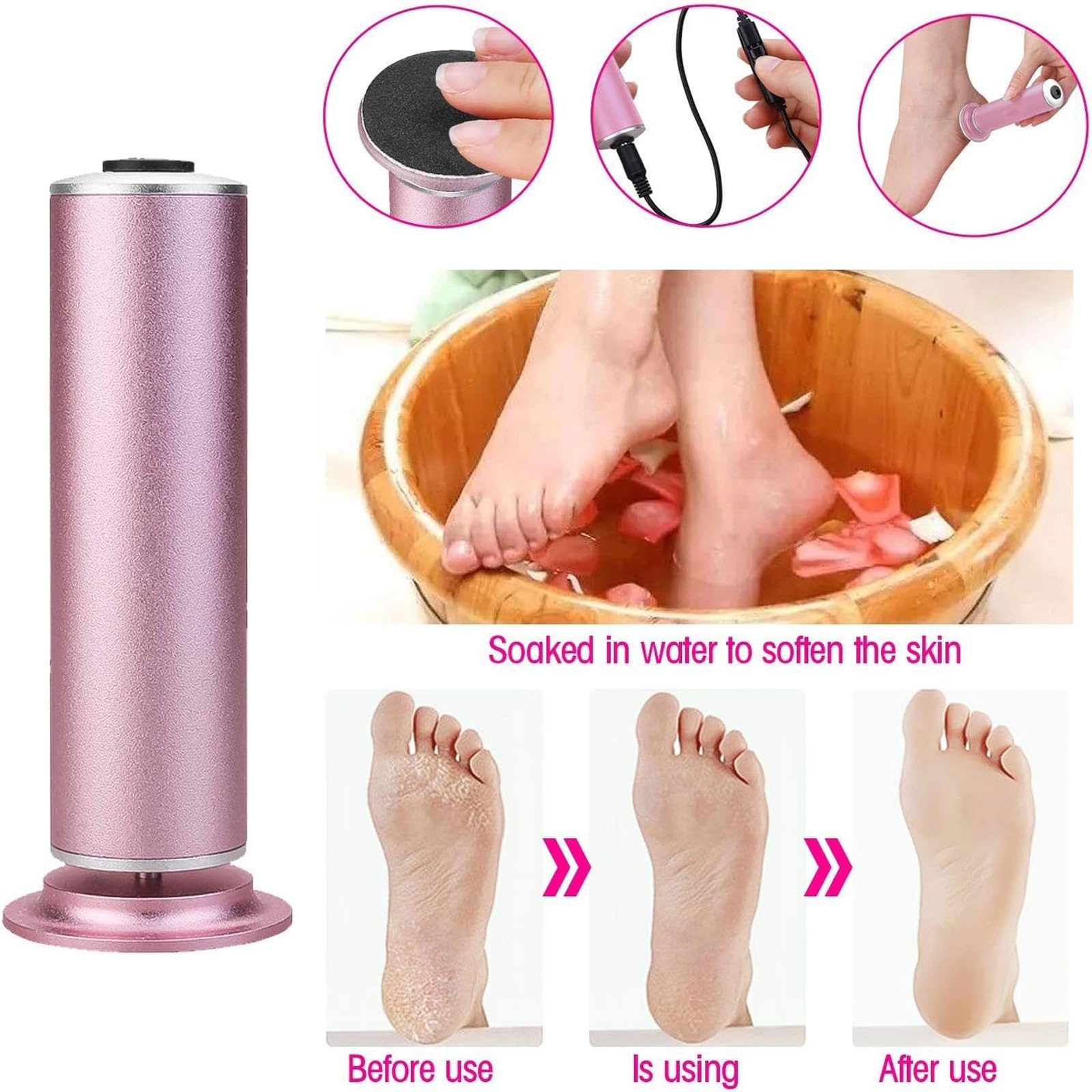 Electric Callus Remover for Feet - Professional Foot File Grinder with Speed Control & 60 Replacement Sanding Discs - Dead Skin & Cracked Heel Treatment for Men & Women - Perfect for Pedicures, Home Foot Care & Soft Smooth Feet
