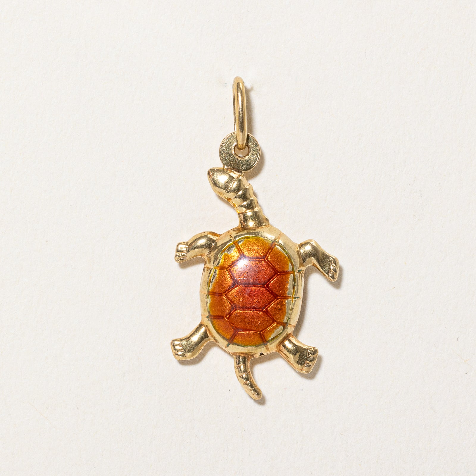 18K Italian Yellow Gold Turtle Charm with Enamel - Elegant Jewelry Gift for Women, Perfect for Necklaces & Bracelets - Birthday, Anniversary, or Everyday Wear
