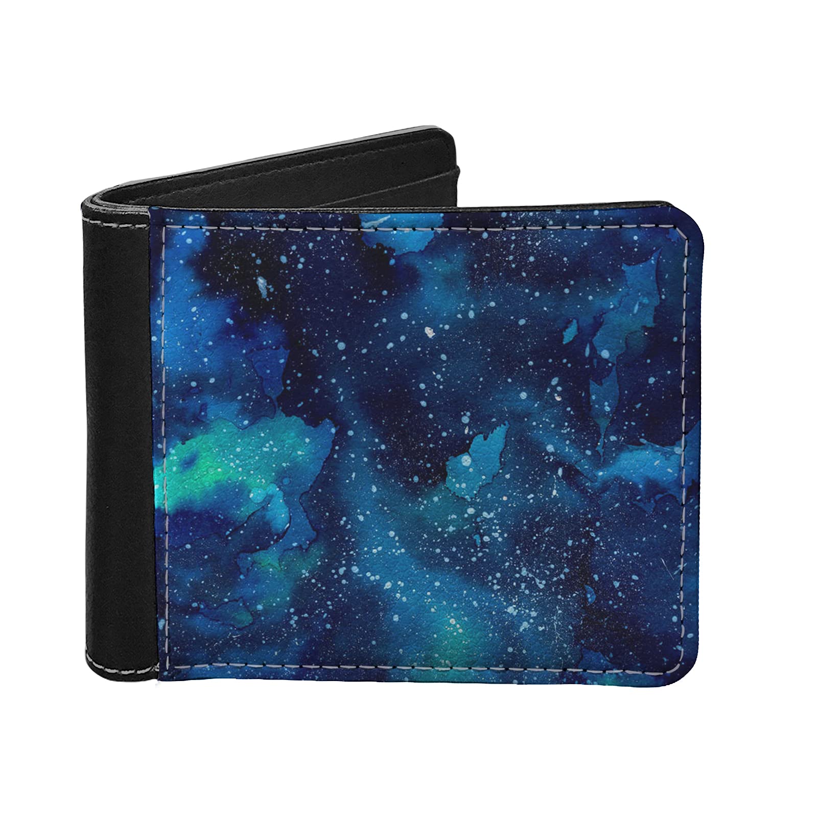 Renewold Galaxy Space Blue Leather Wallet for Women & Men - Slim Foldable Coin Purse with Card Holder, Cash Organizer | Perfect Gift for Teens, Kids & Adults | Everyday Use, Travel & Special Occasions