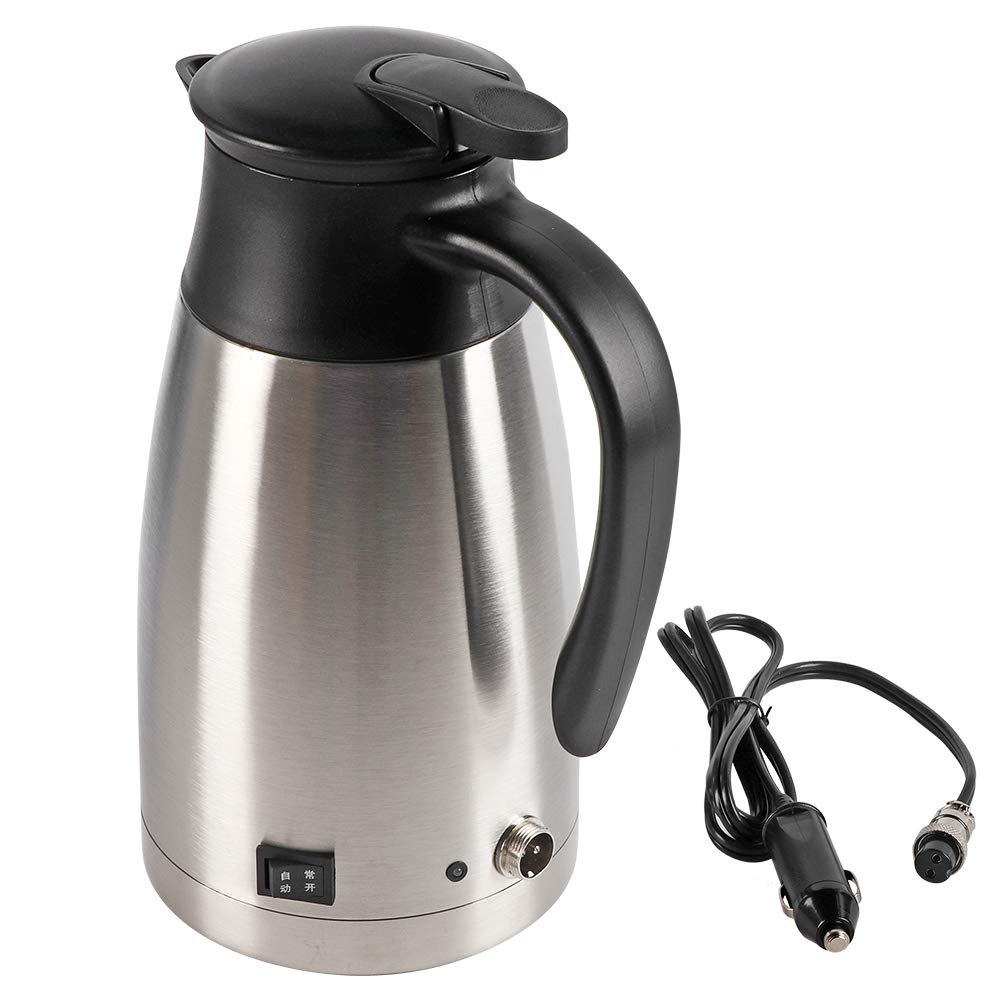 12V 1000ml Portable Stainless Steel Car Electric Heating Water Cup - Auto Travel Kettle for Coffee & Tea - Perfect for Road Trips, Camping & Office Use