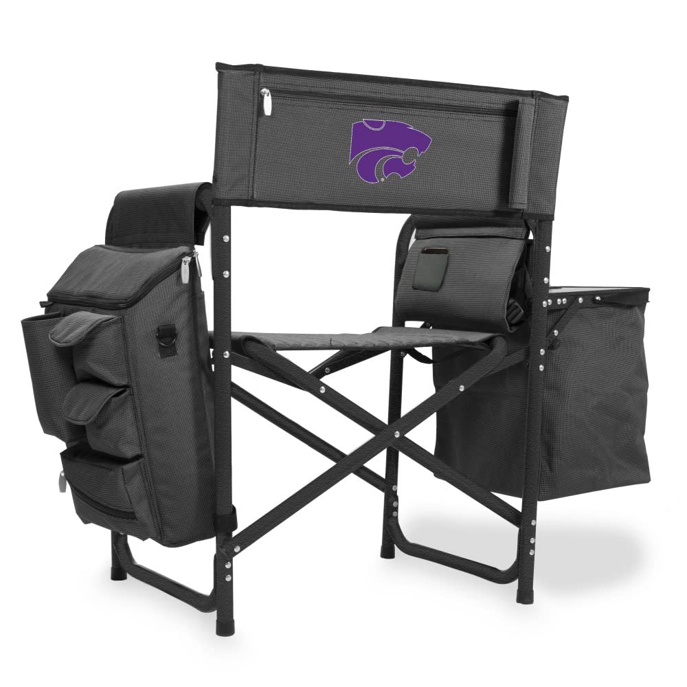 NCAA Kansas State Wildcats Portable Camping Chair with Side Table & Soft Cooler - Lightweight Folding Beach Chair for Adults - Outdoor Lawn Chair for Picnics, Tailgating, and Backyard Relaxation