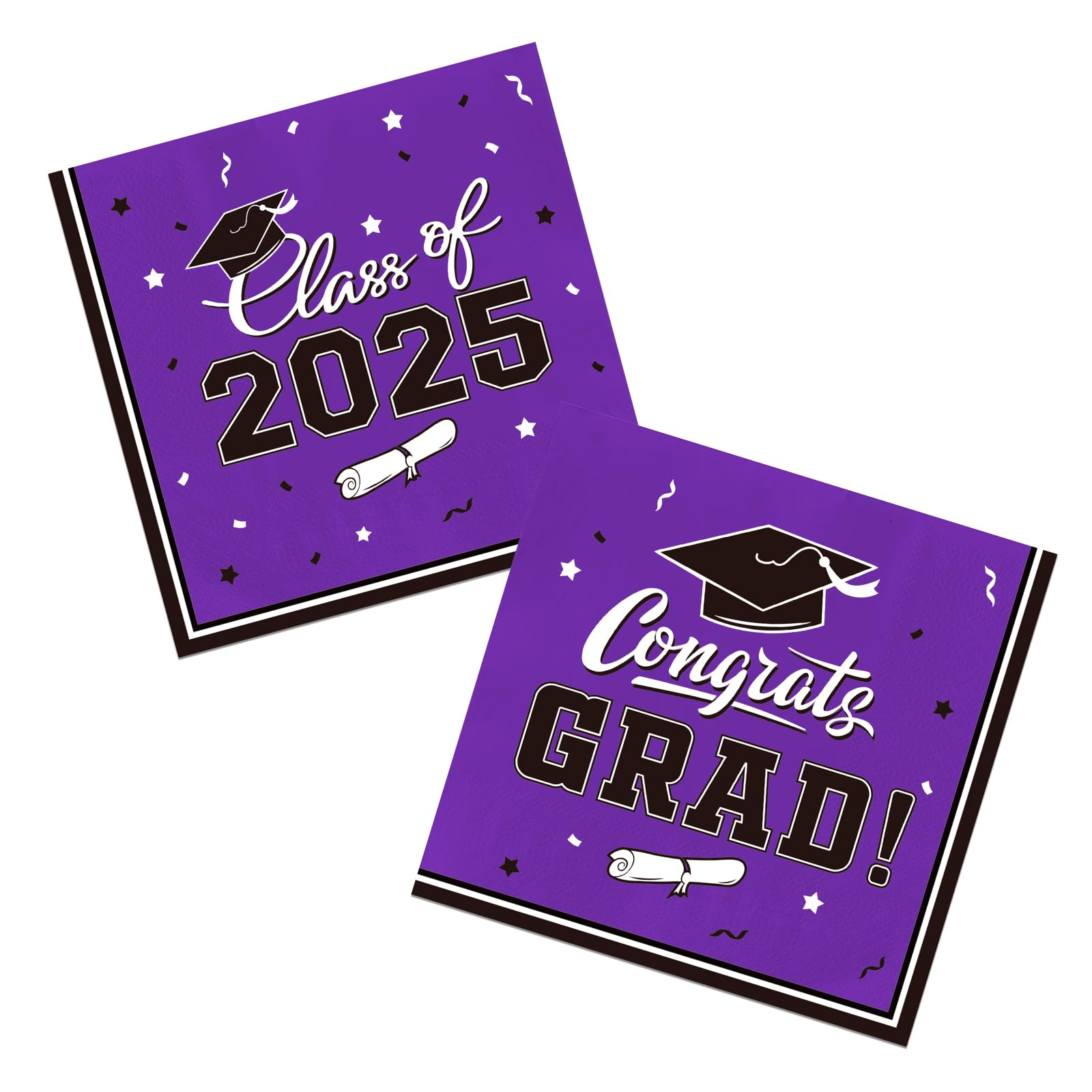 Gatherfun Graduation Party Disposable Napkins - 3-Ply Paper Napkins for College & High School Graduation (50 Pack, Purple) - Perfect for Graduation Decorations, Party Supplies & Celebration Events
