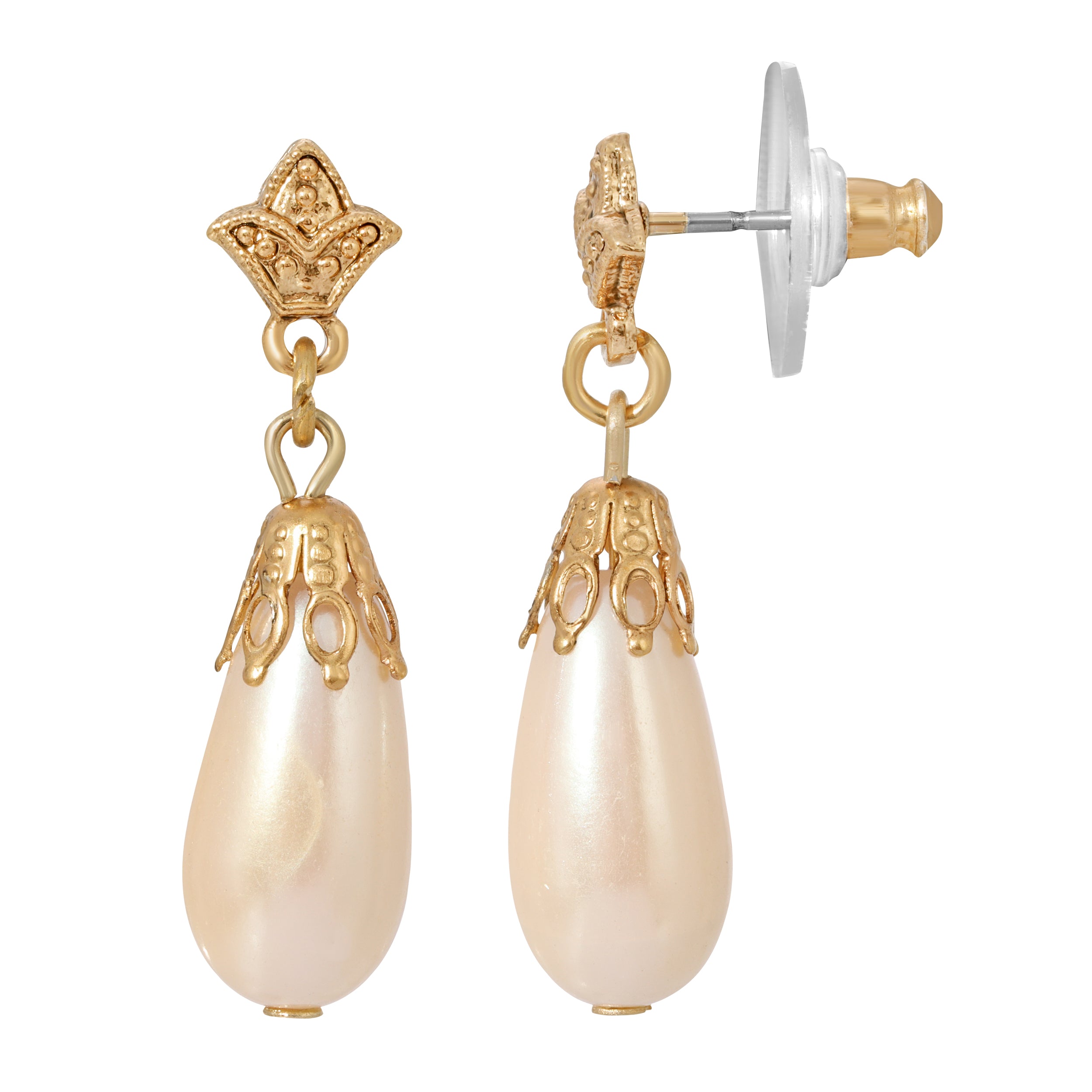 1928 Jewelry Classic Estate Faux Pearl Drop Earrings - Vintage Style Dangle Earrings for Women - Perfect for Weddings, Parties & Special Occasions