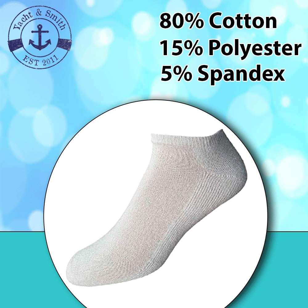 Yacht & Smith Men's No Show Ankle Socks - 12 Pack Bulk Wholesale Cotton Athletic Socks for Big & Tall (Size 13-16) - Perfect for Running, Gym Workouts & Casual Wear