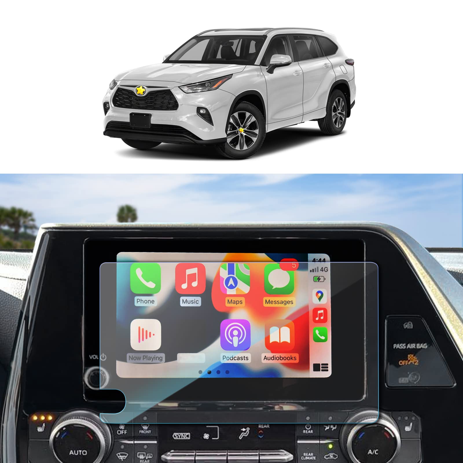 2023-2025 Toyota Highlander & Highlander Hybrid 8-Inch Navigation Screen Protector - Tempered Glass HD Clear Screen Protector for Toyota Highlander Accessories | Perfect for Daily Driving & Road Trips