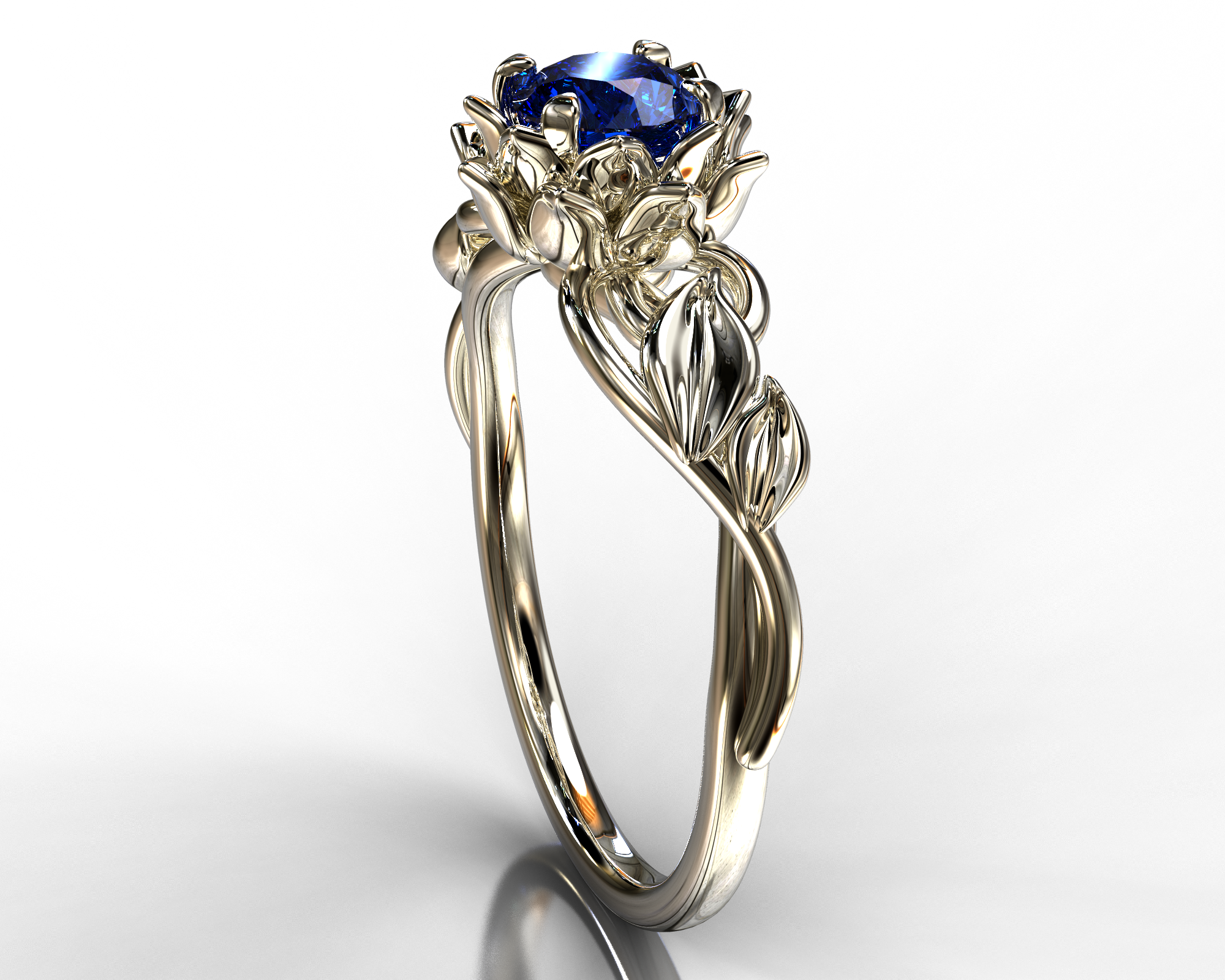 Lotus Flower Blue Sapphire Engagement Ring for Women – Elegant Wedding & Promise Jewelry – Perfect for Proposals, Anniversaries & Special Occasions