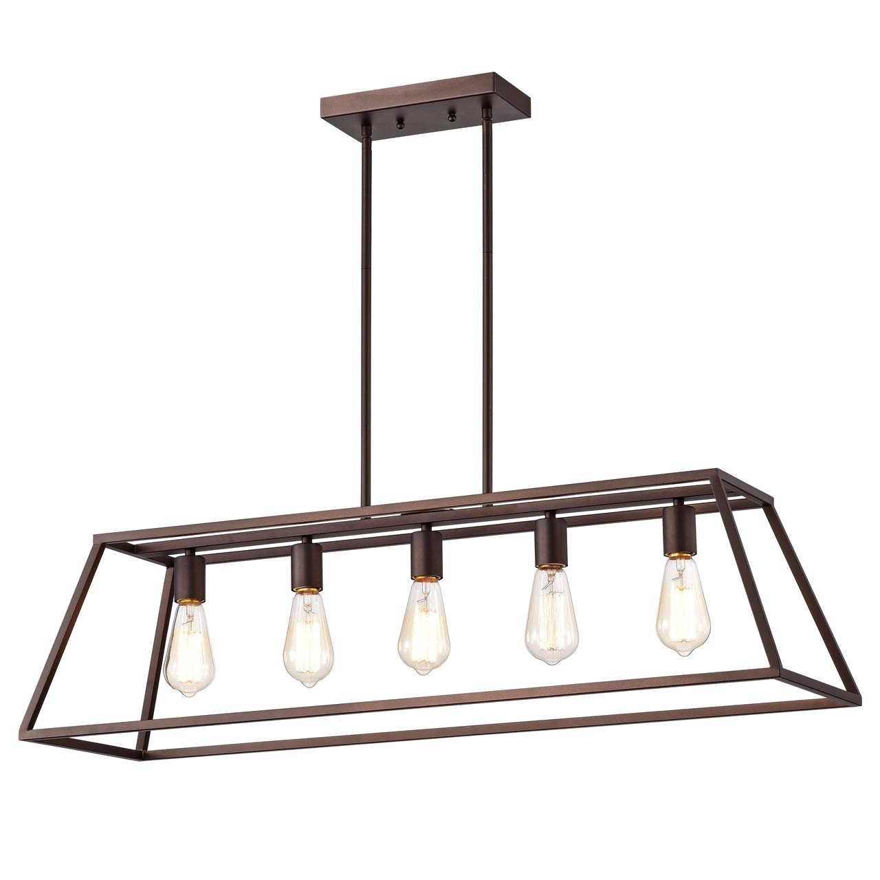 Industrial 5-Light Oil Rubbed Bronze Pendant Ceiling Fixture - 38