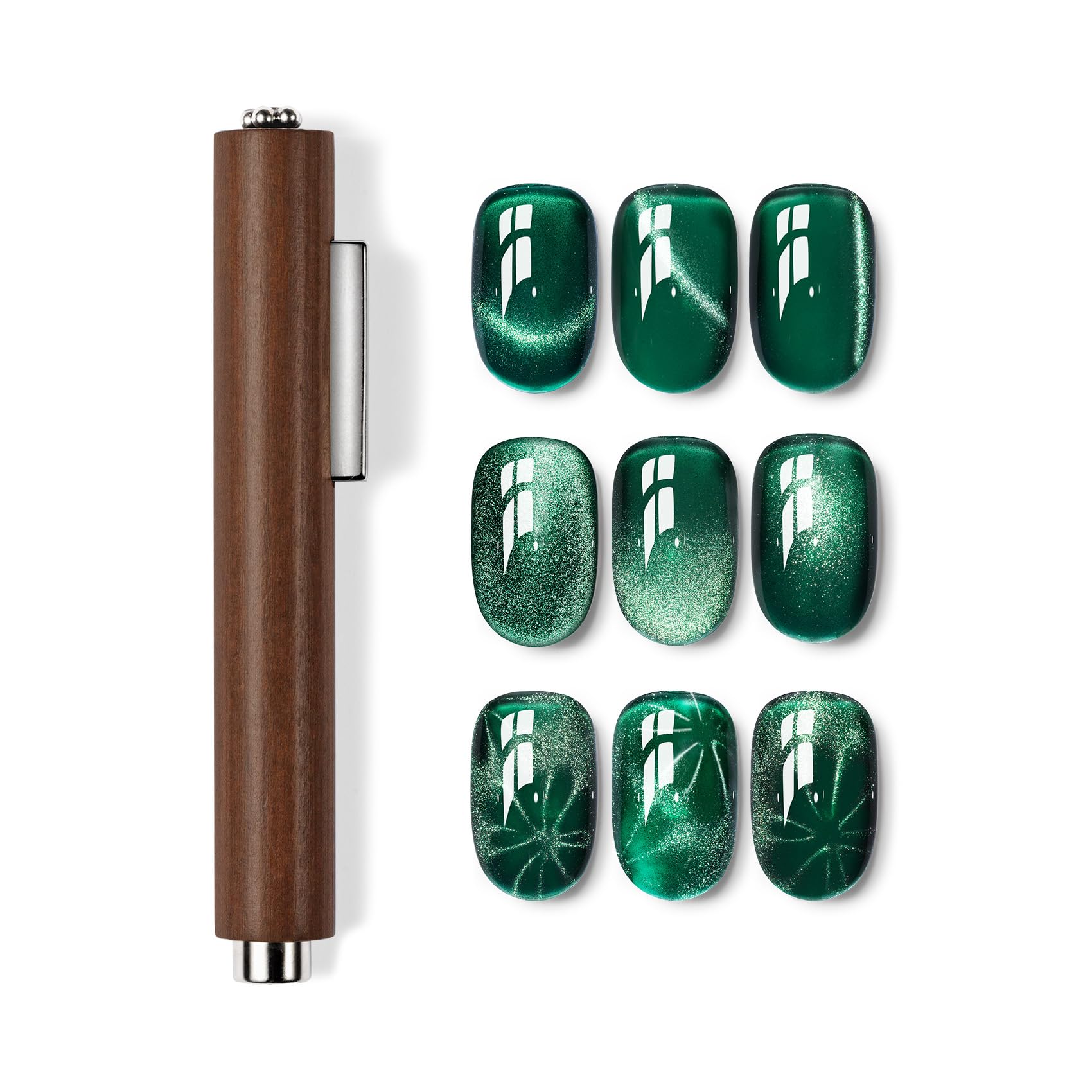 MAYCHAO 3-in-1 Cat Eye Magnet for Nails - Cigar Shape Cylindrical Nail Art Tool with Strong Suction for Gel Polish | Multi-Function Nail Magnet for DIY Manicures at Home | Perfect for Salon-Quality Nail Designs & Professional Nail Art