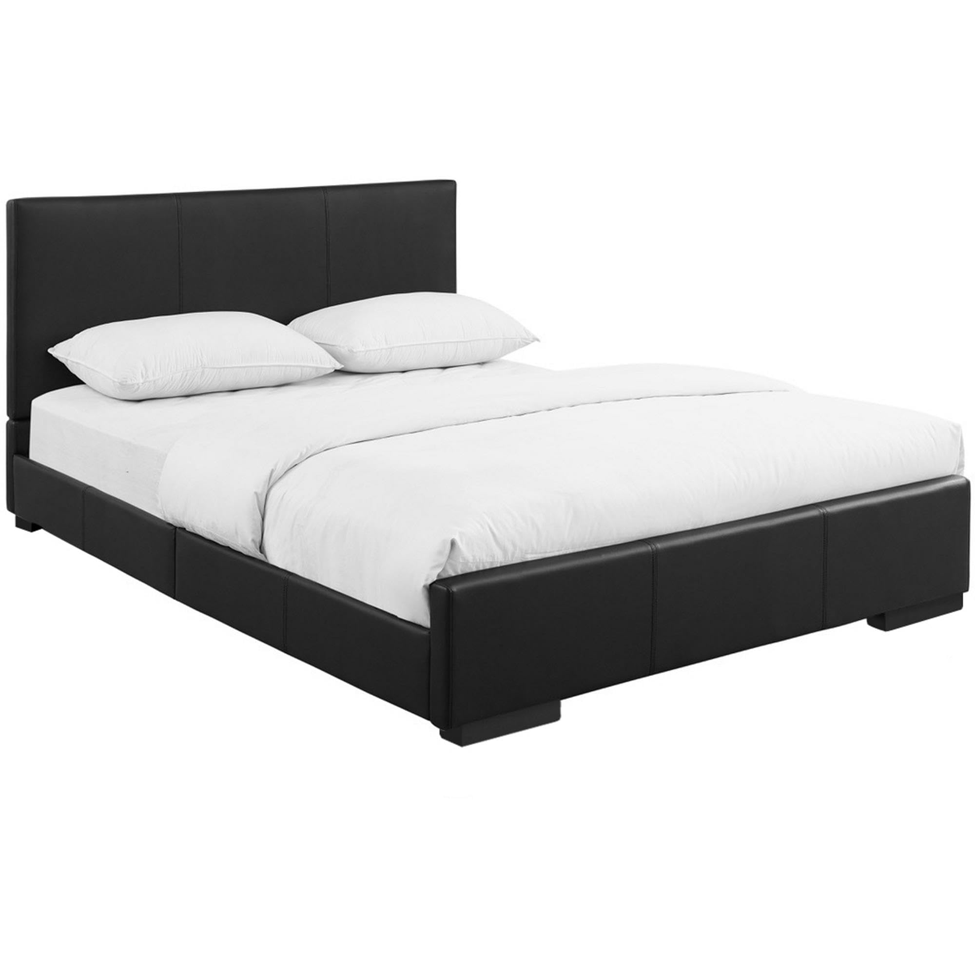 Camden Isle Upholstered Platform Bed Frame - Queen Size, Black | Low-Profile Design with Full Slat Support for Bedroom