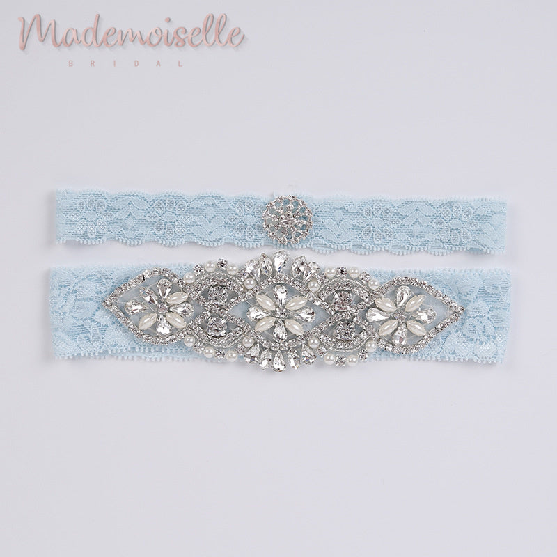 Elegant Something Blue Bridal Garter Set - Wedding Garter Belt for Bride, Lace Bridal Accessories - Perfect for 'Something Blue' Tradition, Bouquet Toss & Wedding Photography