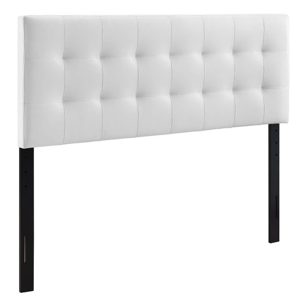Rosebery Kids Tufted Faux Leather Upholstered Full Headboard in White - Perfect for Children's Bedroom Decor & Nursery Design