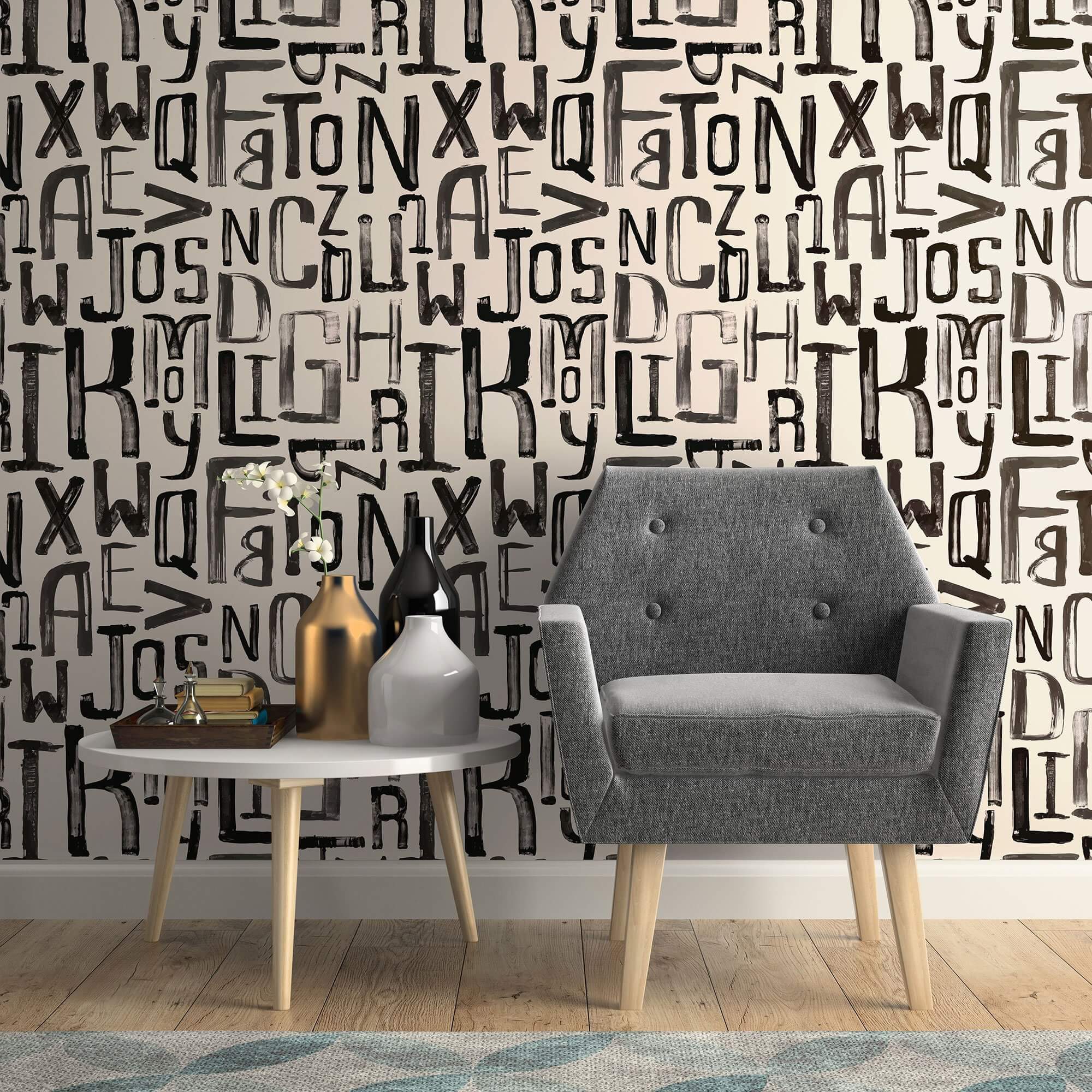 Black and White Art Deco Peel and Stick Removable Wallpaper 5623 - Self-Adhesive Wall Covering for Living Room, Bedroom, Office Decor